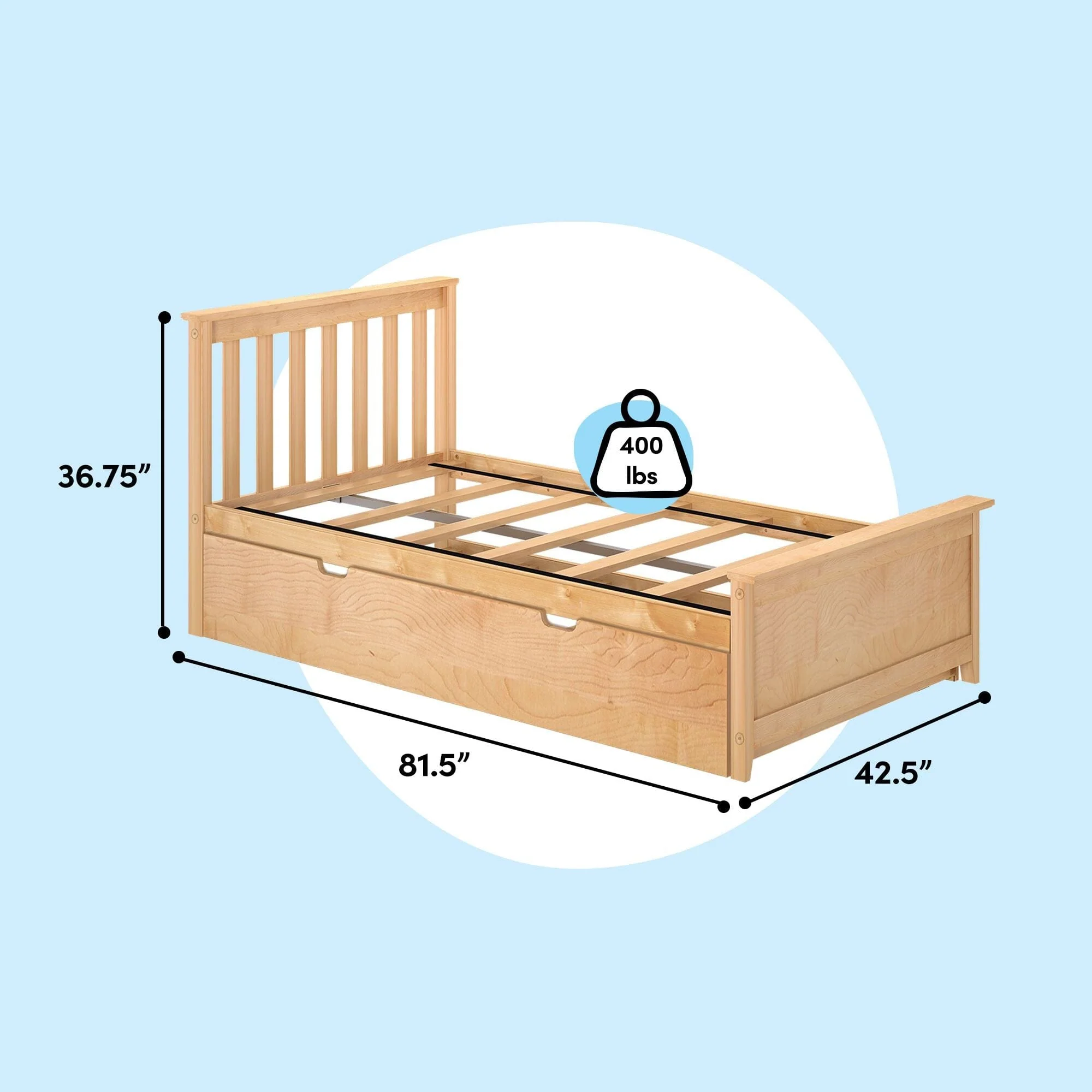 Twin Slatted Bed With Trundle - Image 37