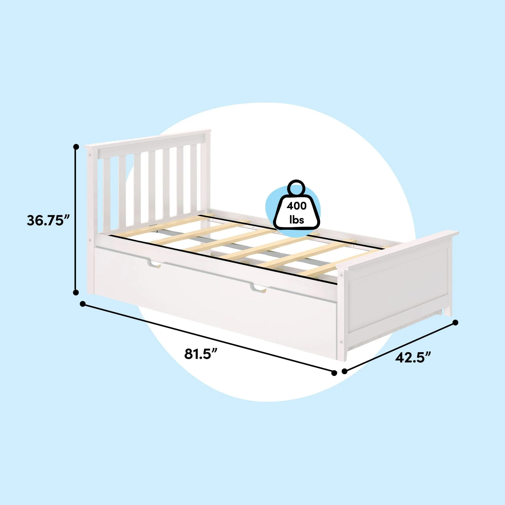 Twin Slatted Bed With Trundle - Image 38