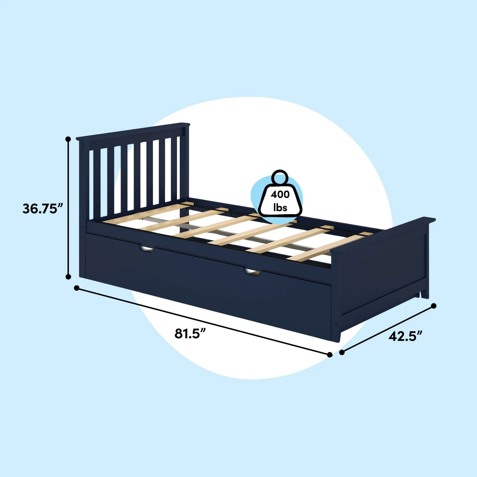 Twin Slatted Bed With Trundle - Image 39