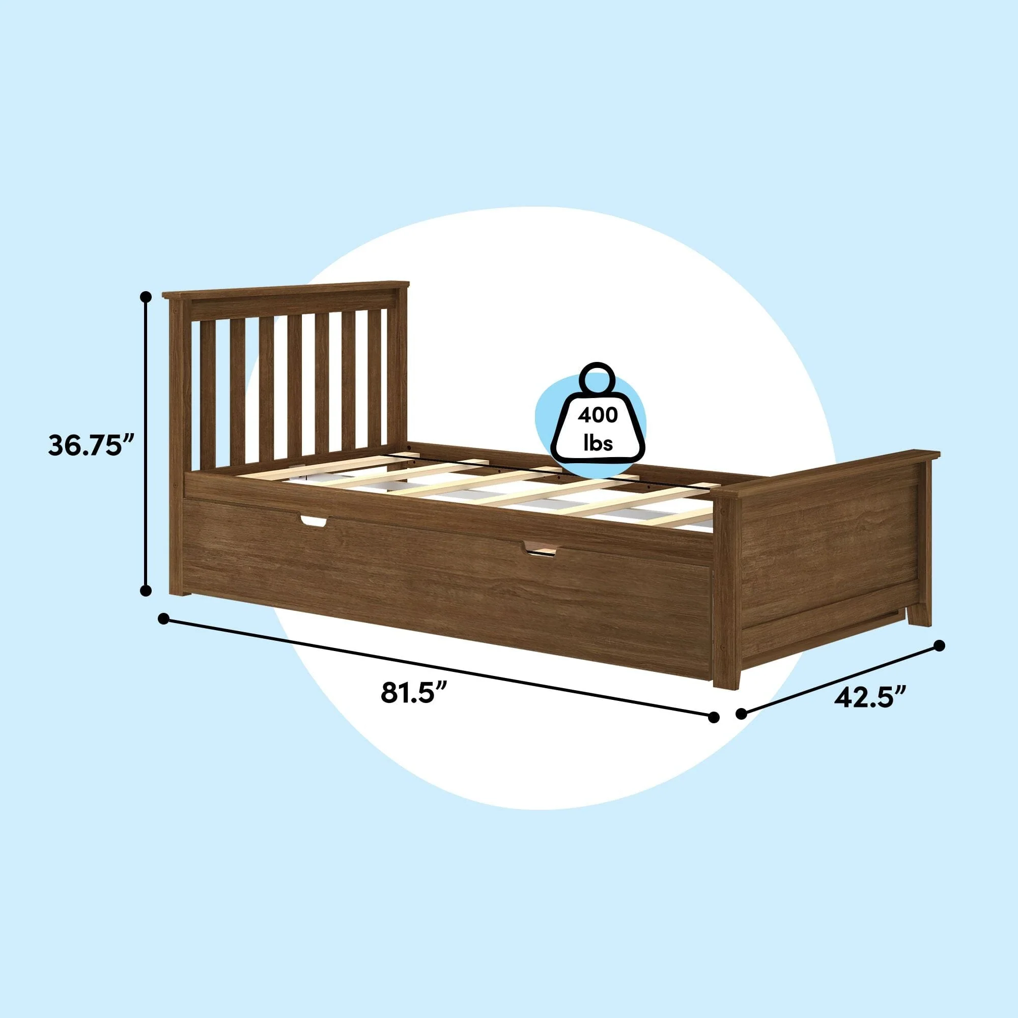 Twin Slatted Bed With Trundle - Image 41