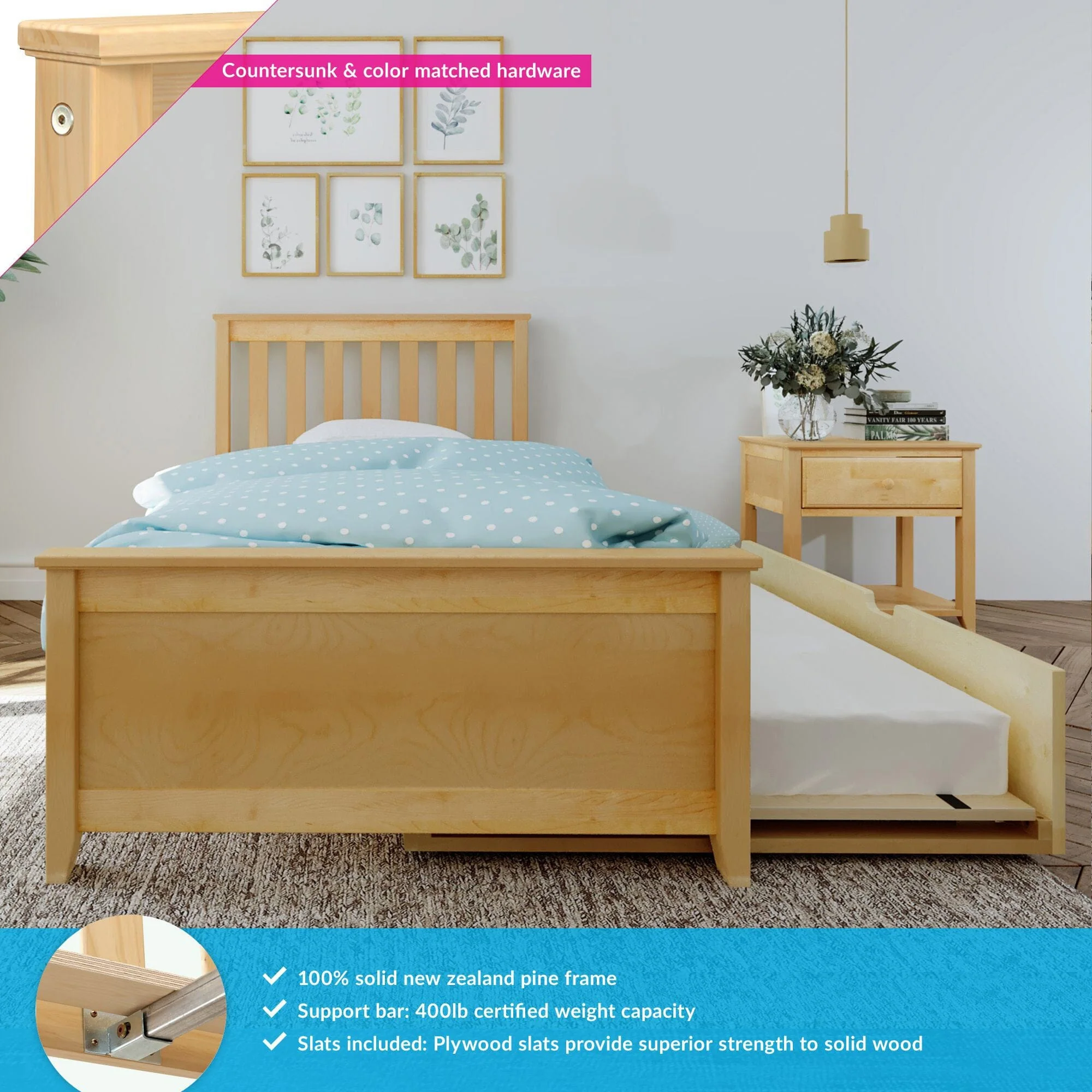 Twin Slatted Bed With Trundle - Image 8