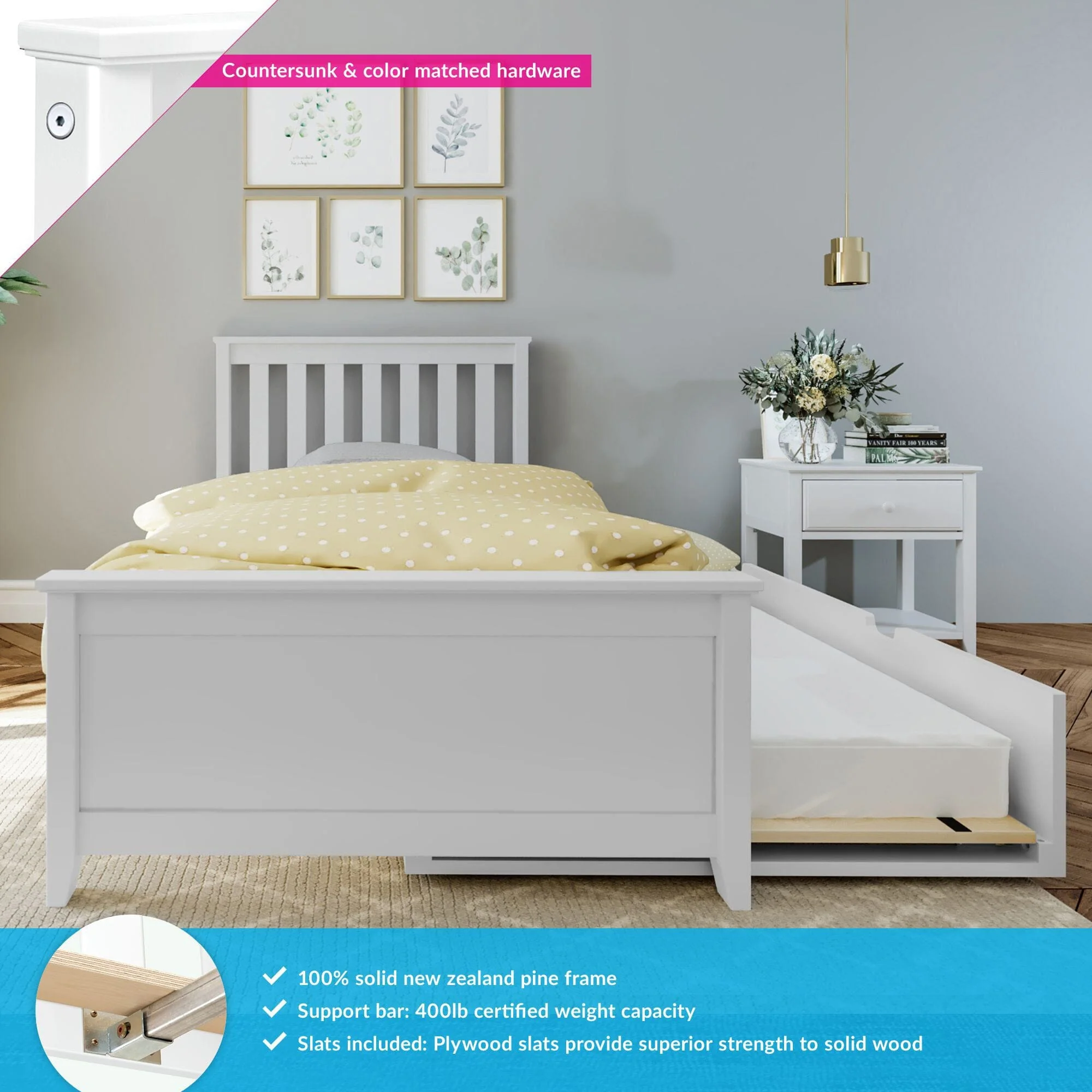 Twin Slatted Bed With Trundle - Image 9