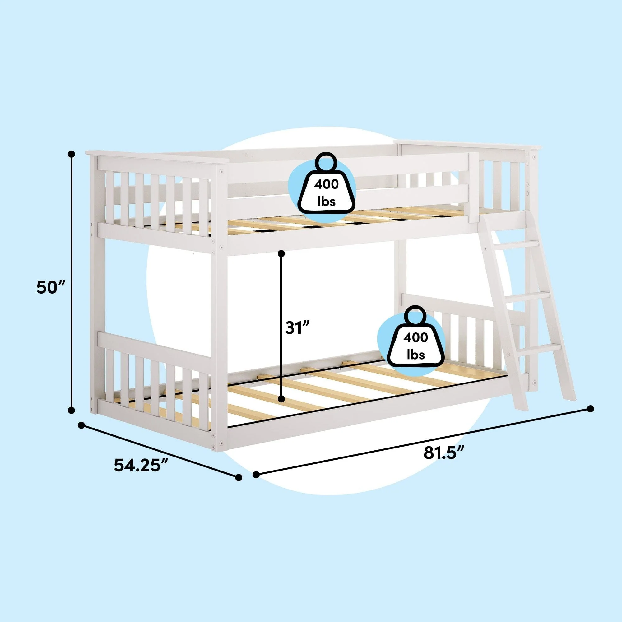 Twin Over Twin Low Bunk Bed - Image 37