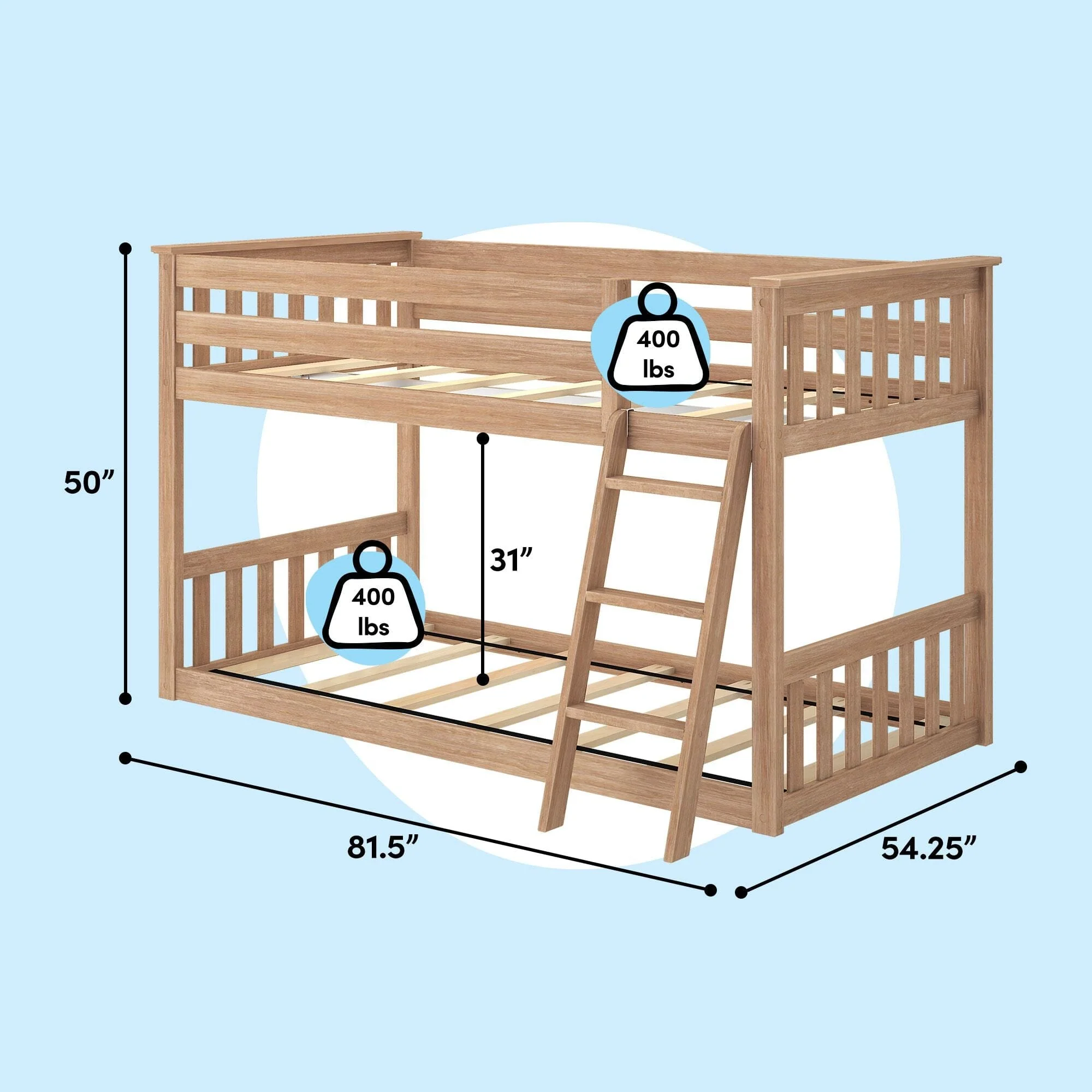 Twin Over Twin Low Bunk Bed - Image 43
