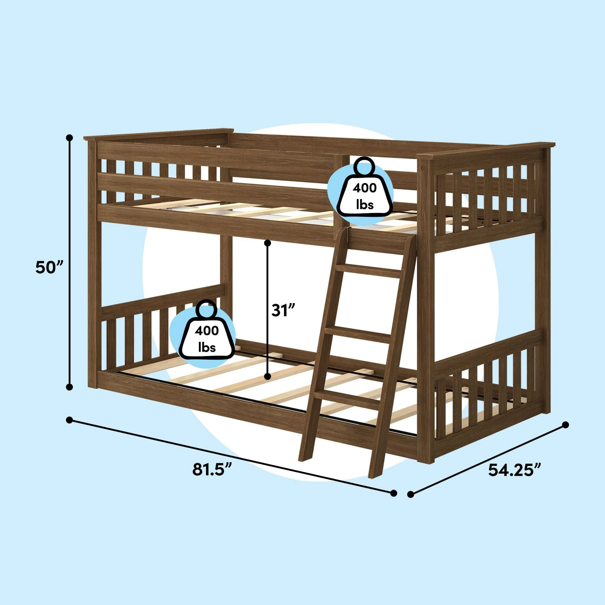 Twin Over Twin Low Bunk Bed - Image 44