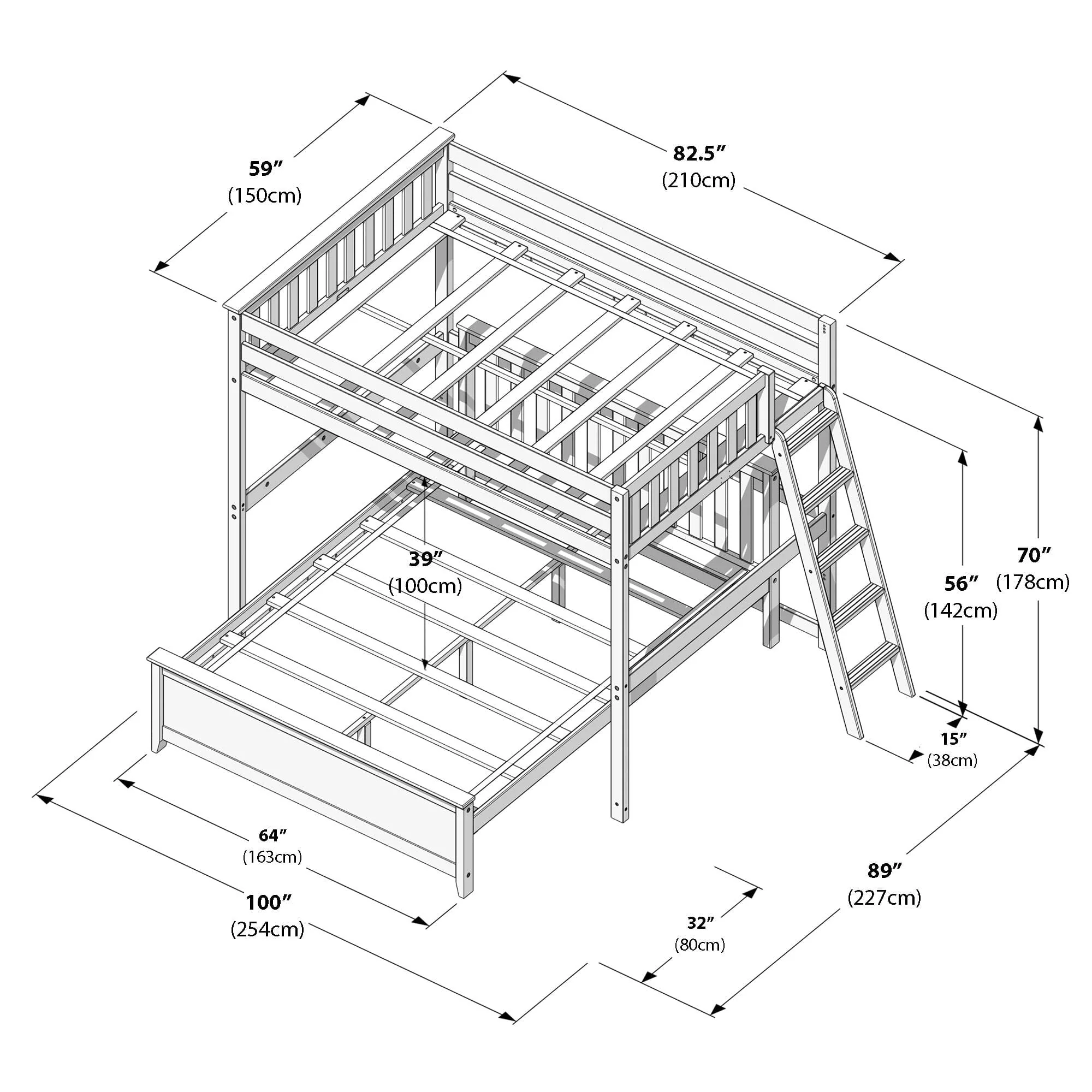 Full Over Queen L-Shaped Bunk Bed - Image 31