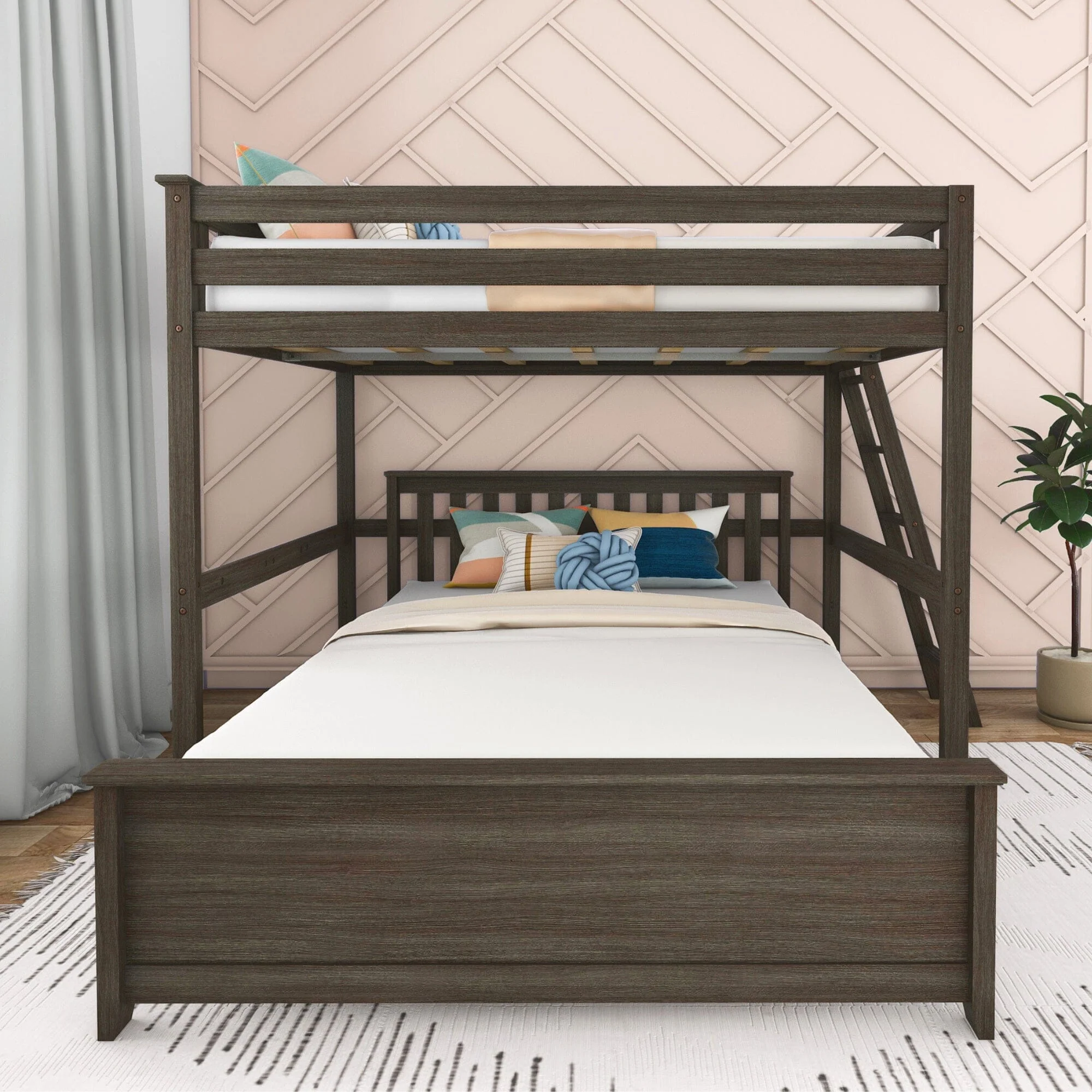 Full Over Queen L-Shaped Bunk Bed - Image 8