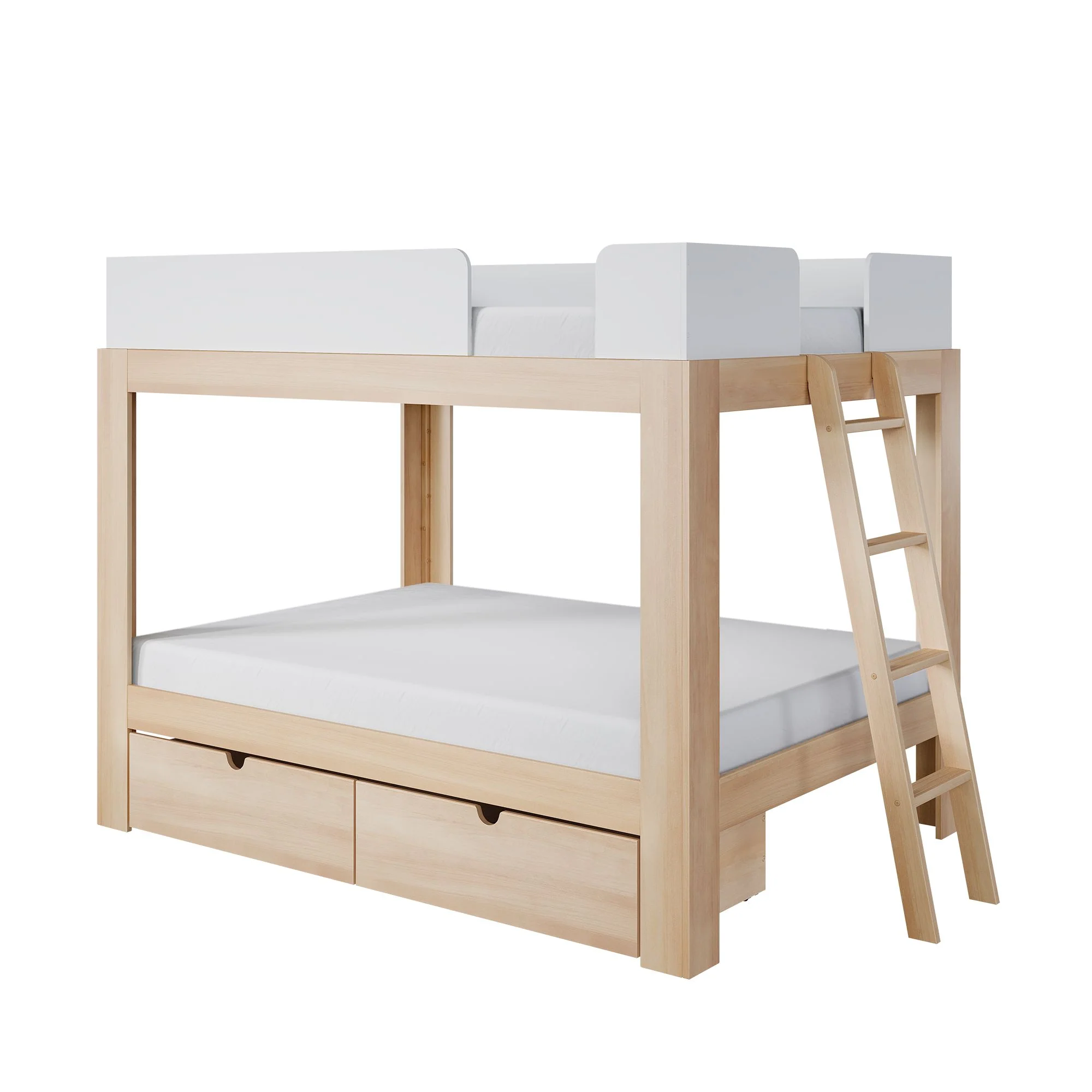 Mid-Century Modern Full Over Full Bunk Bed With Storage Drawers - Image 12
