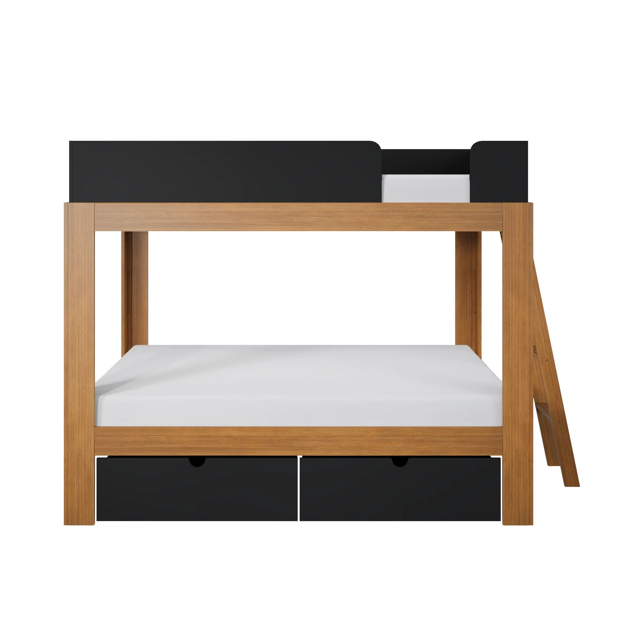 Mid-Century Modern Full Over Full Bunk Bed With Storage Drawers - Image 15