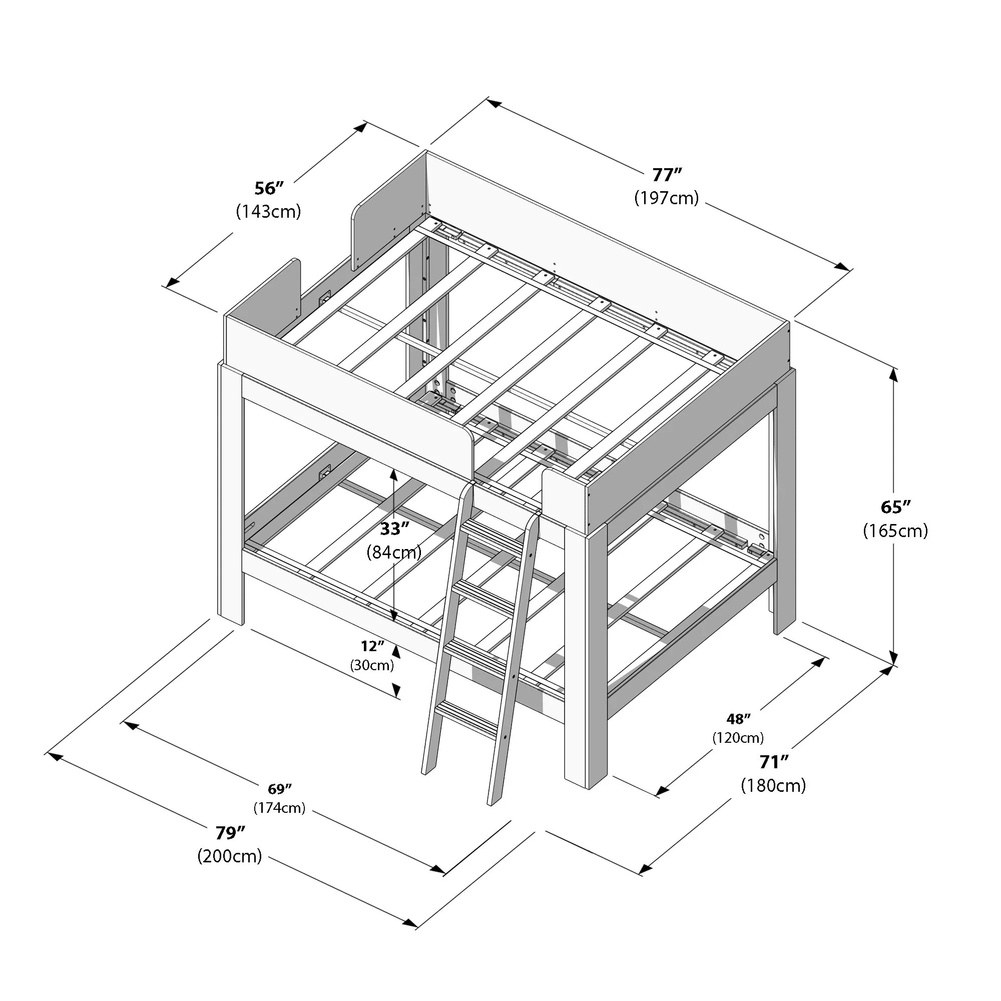 Mid-Century Modern Full Over Full Bunk Bed With Storage Drawers - Image 20