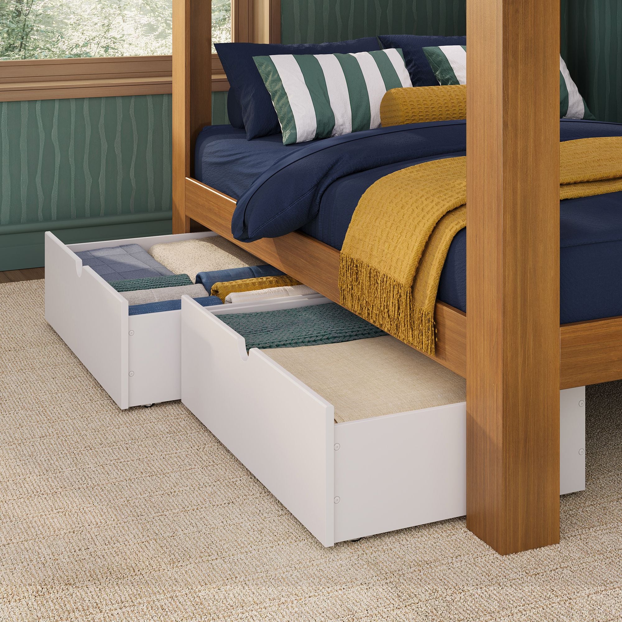 Mid-Century Modern Full Over Full Bunk Bed With Storage Drawers - Image 6