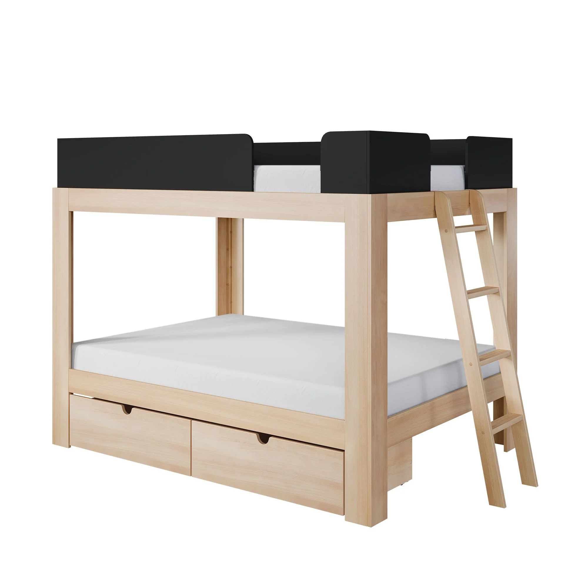Mid-Century Modern Full Over Full Bunk Bed With Storage Drawers - Image 9