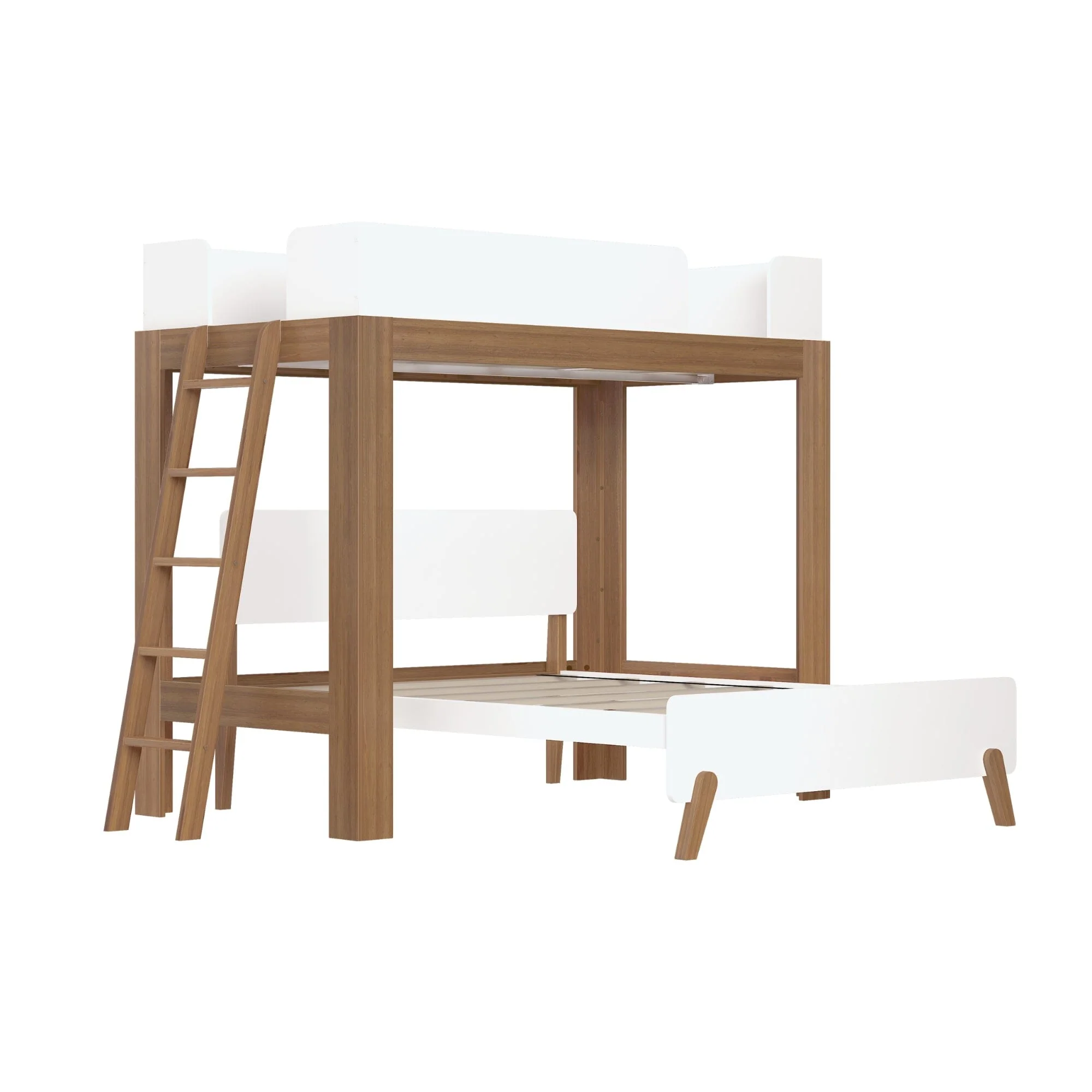 Mid-Century Modern Twin Over Full L-Shaped Bunk Bed - Image 11