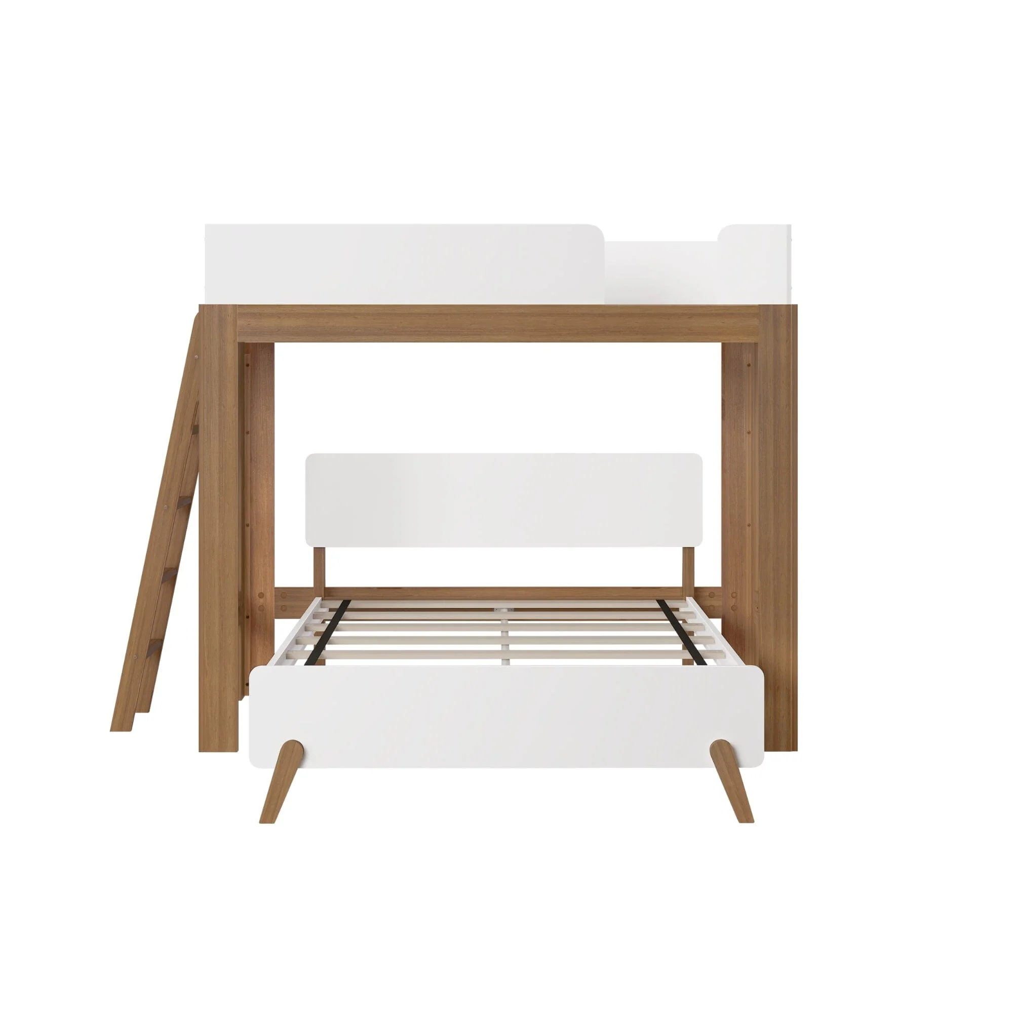 Mid-Century Modern Twin Over Full L-Shaped Bunk Bed - Image 16