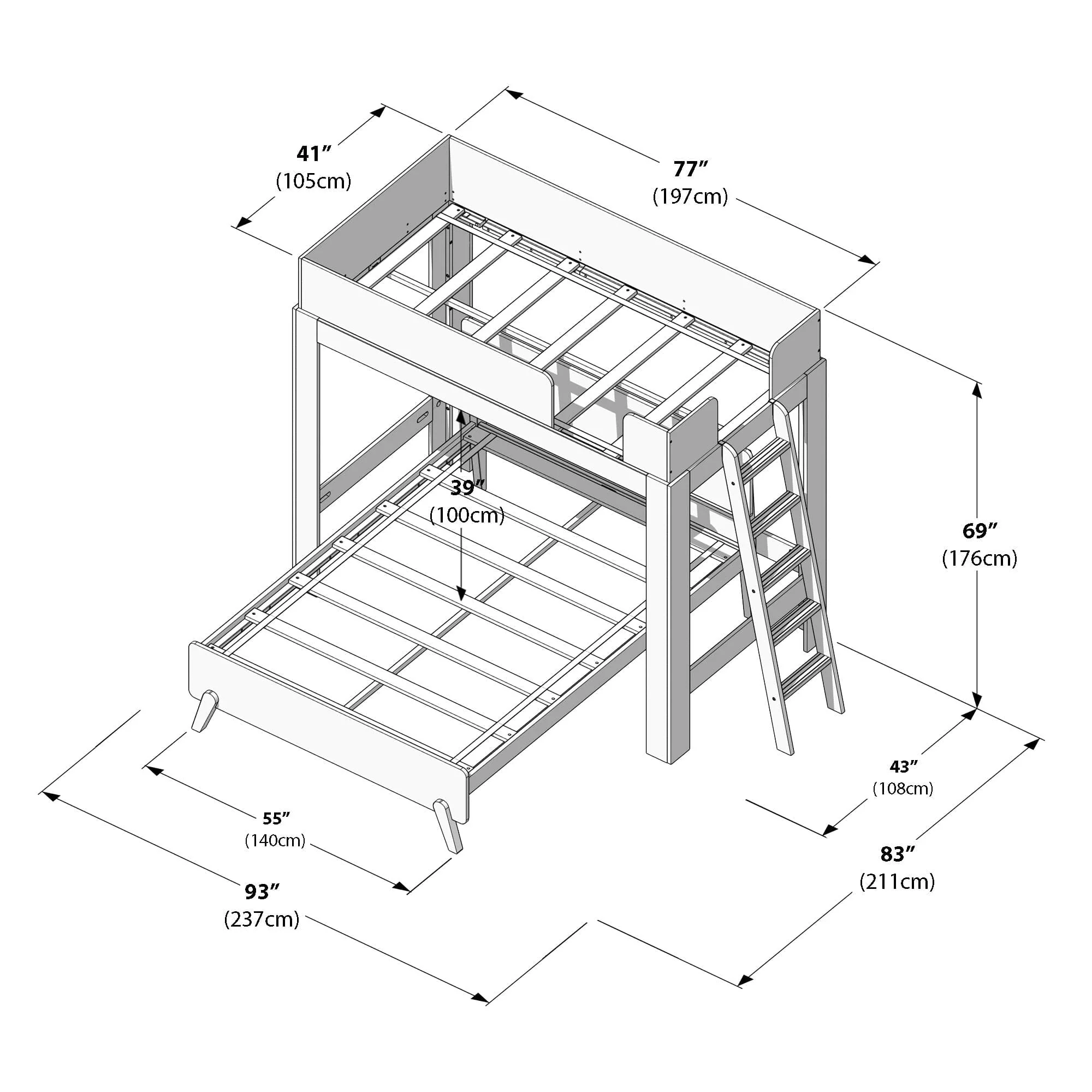 Mid-Century Modern Twin Over Full L-Shaped Bunk Bed - Image 34
