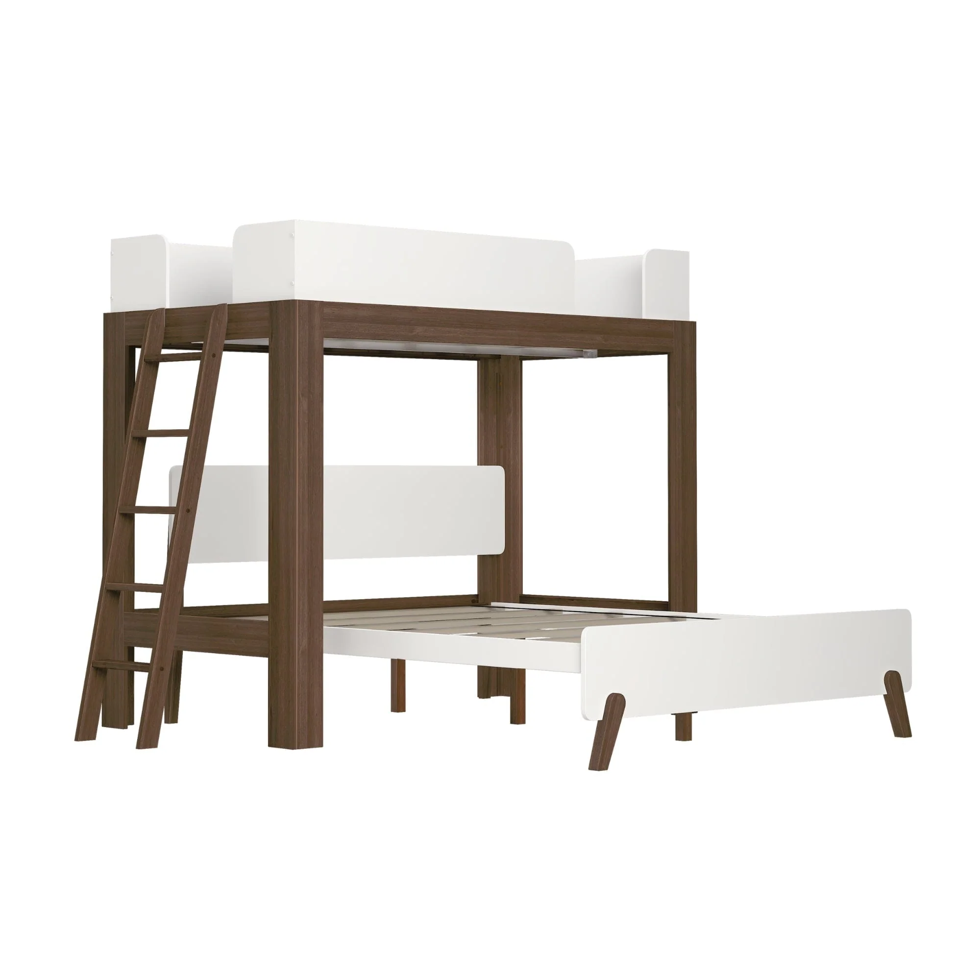 Mid-Century Modern Twin Over Queen L-Shaped Bunk Bed - Image 11
