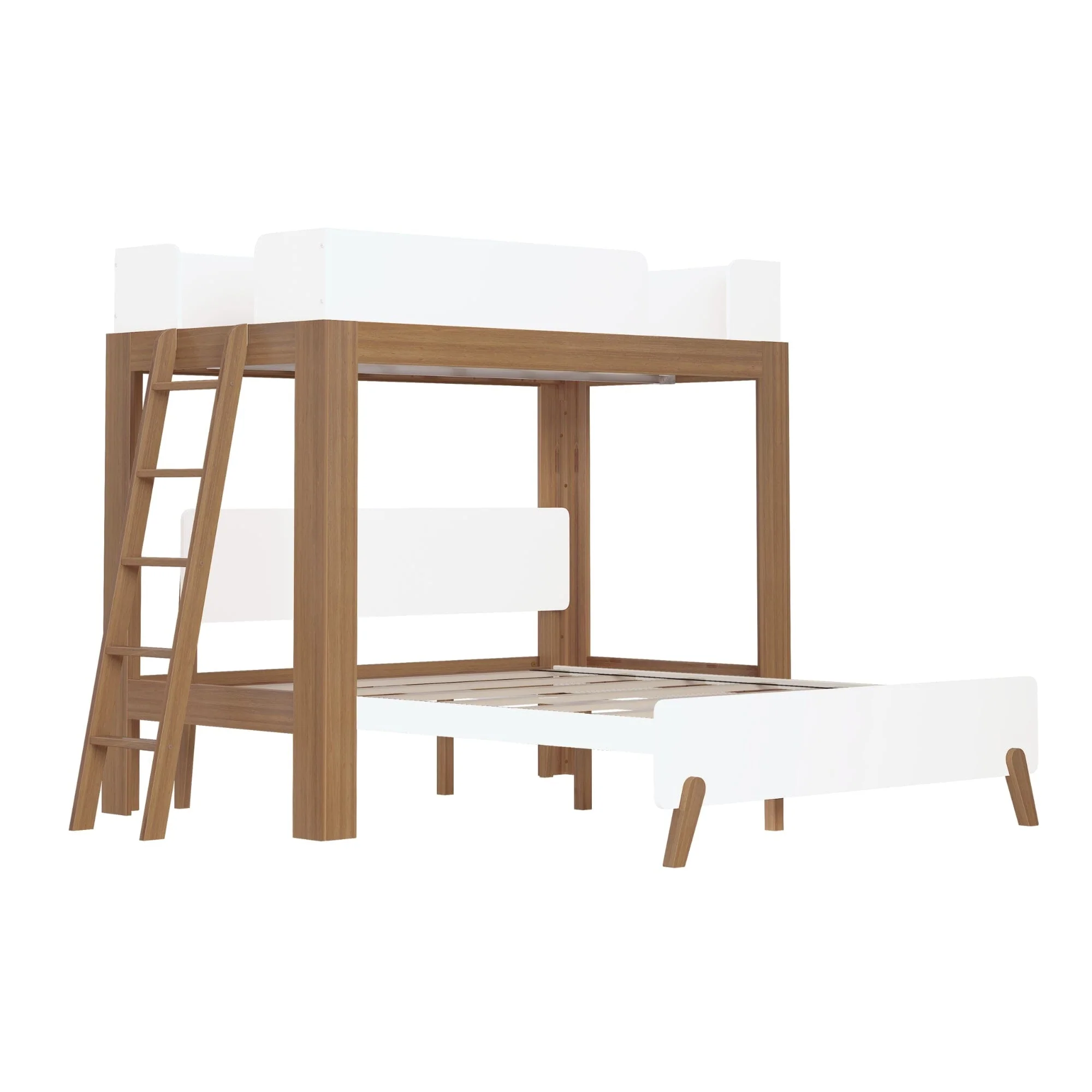 Mid-Century Modern Twin Over Queen L-Shaped Bunk Bed - Image 12