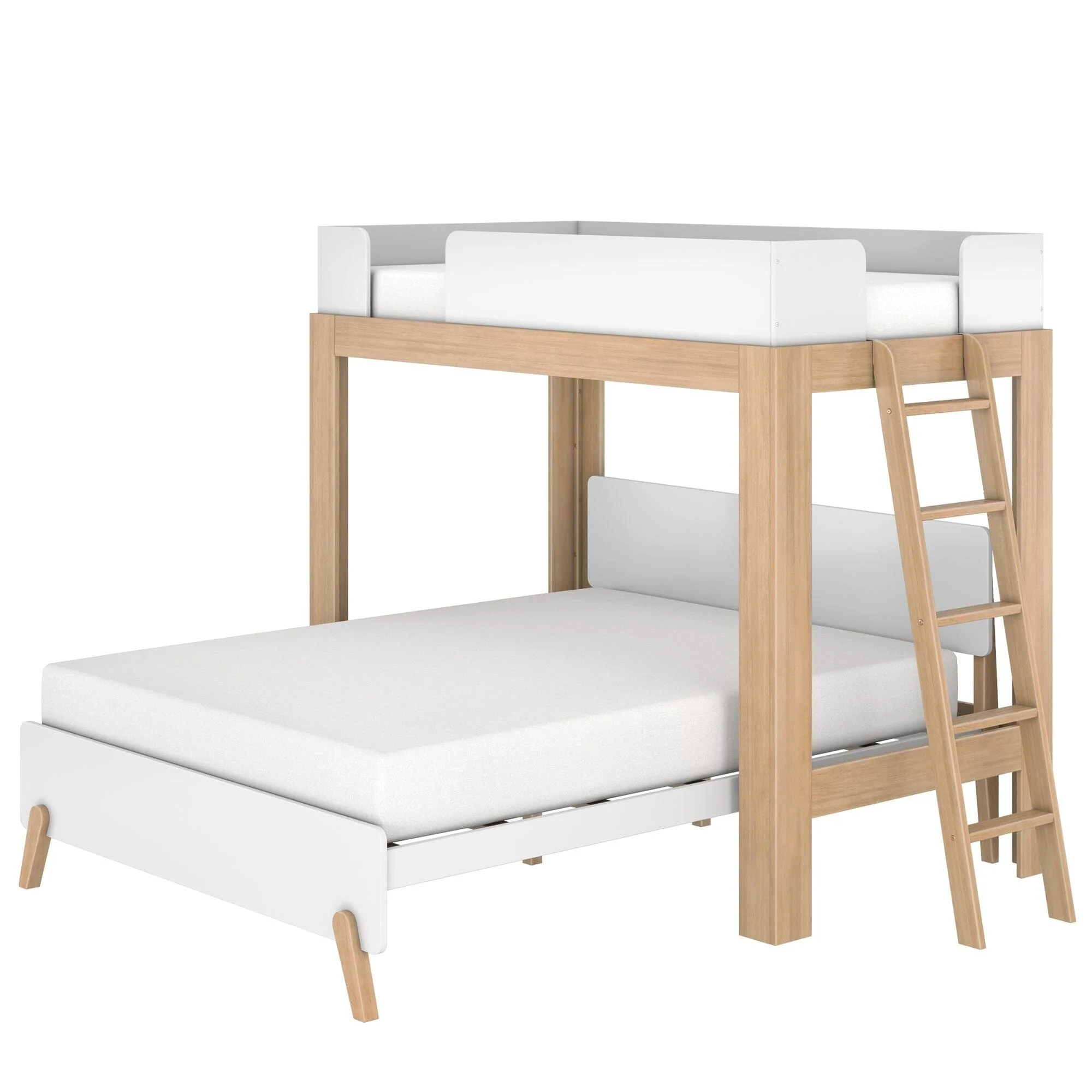 Mid-Century Modern Twin Over Queen L-Shaped Bunk Bed - Image 15