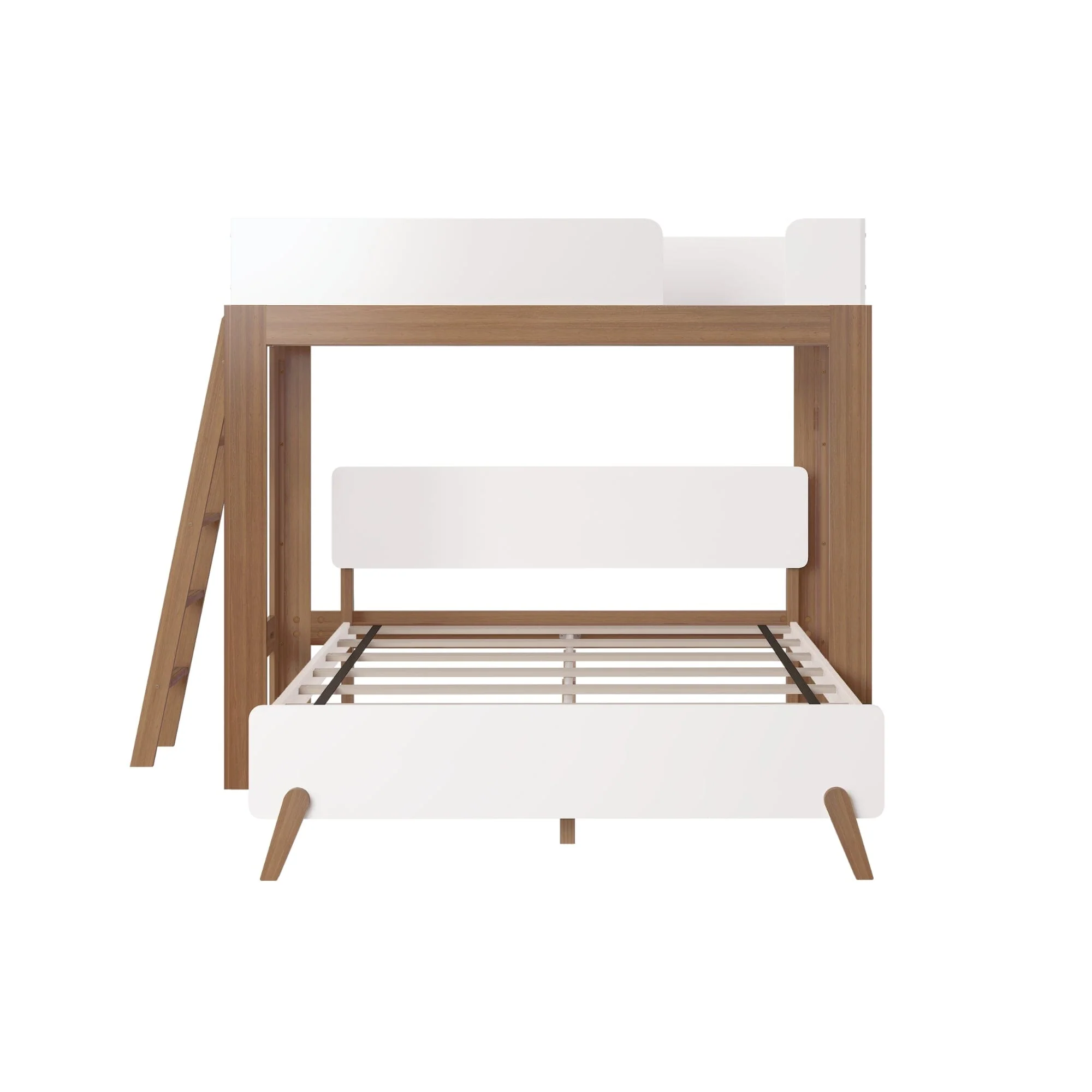 Mid-Century Modern Twin Over Queen L-Shaped Bunk Bed - Image 17