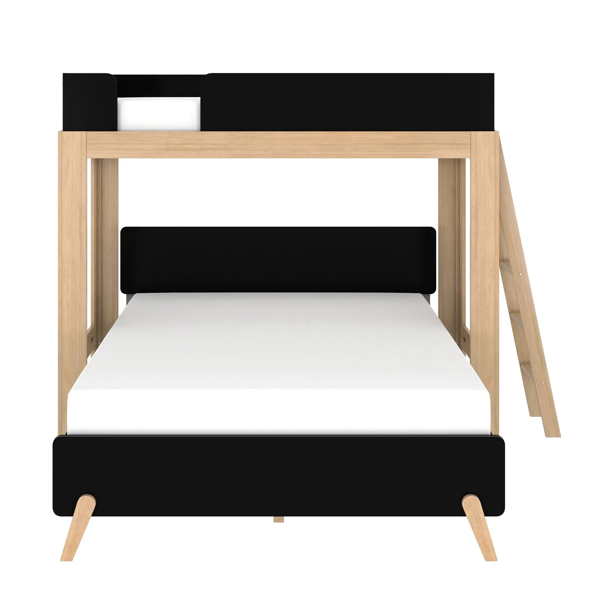 Mid-Century Modern Twin Over Queen L-Shaped Bunk Bed - Image 18