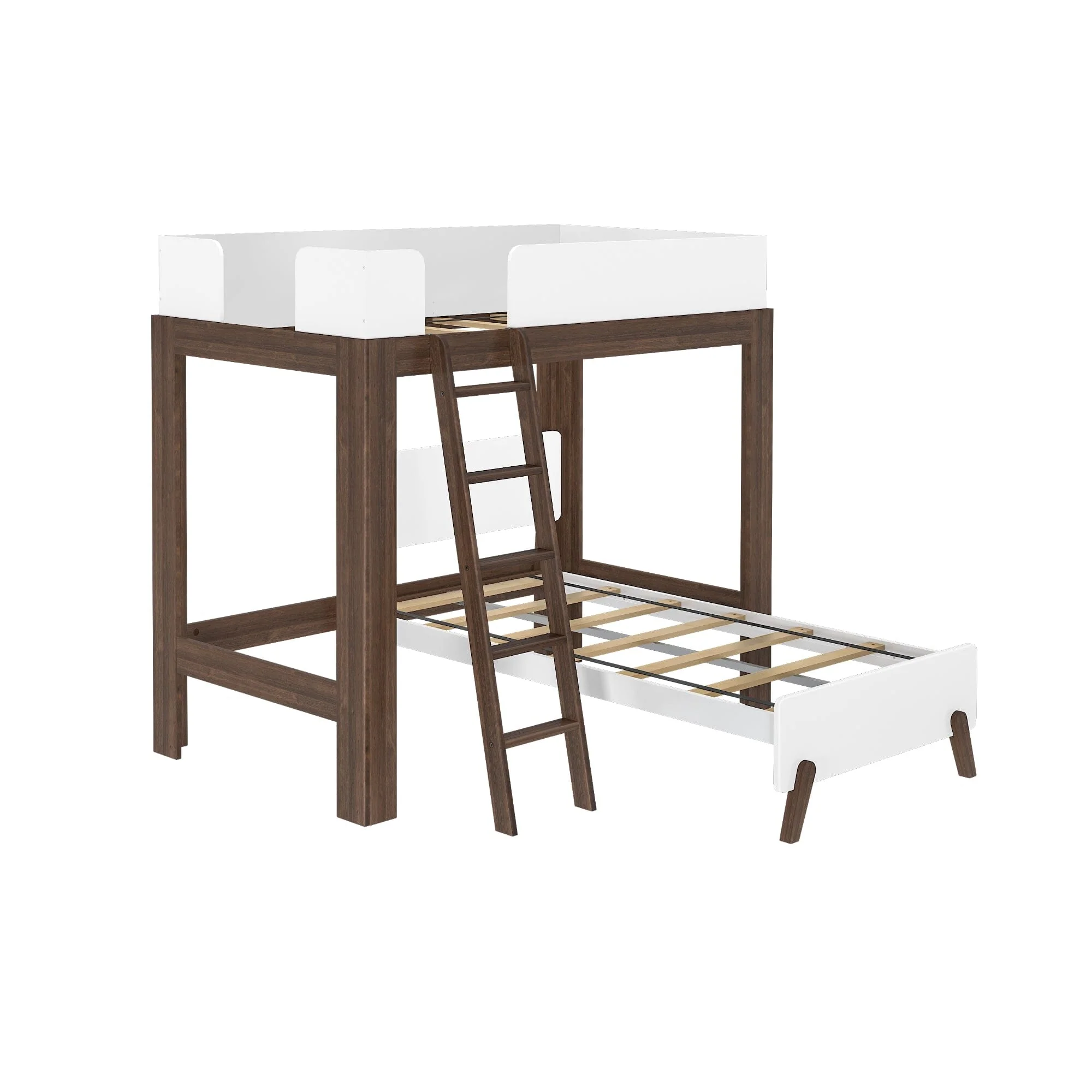 Mid-Century Modern Twin Over Twin L-Shaped Bunk Bed - Image 5