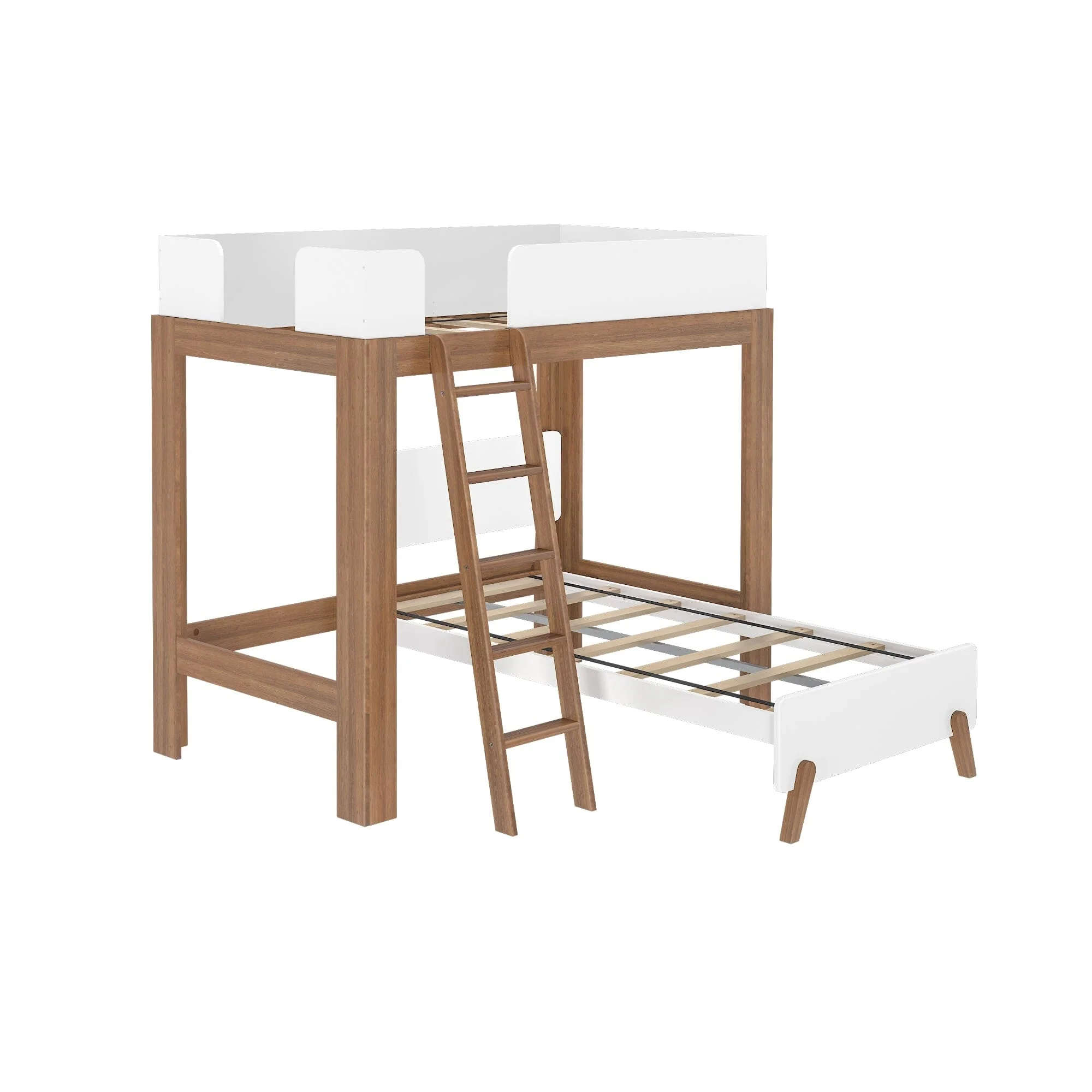 Mid-Century Modern Twin Over Twin L-Shaped Bunk Bed - Image 6