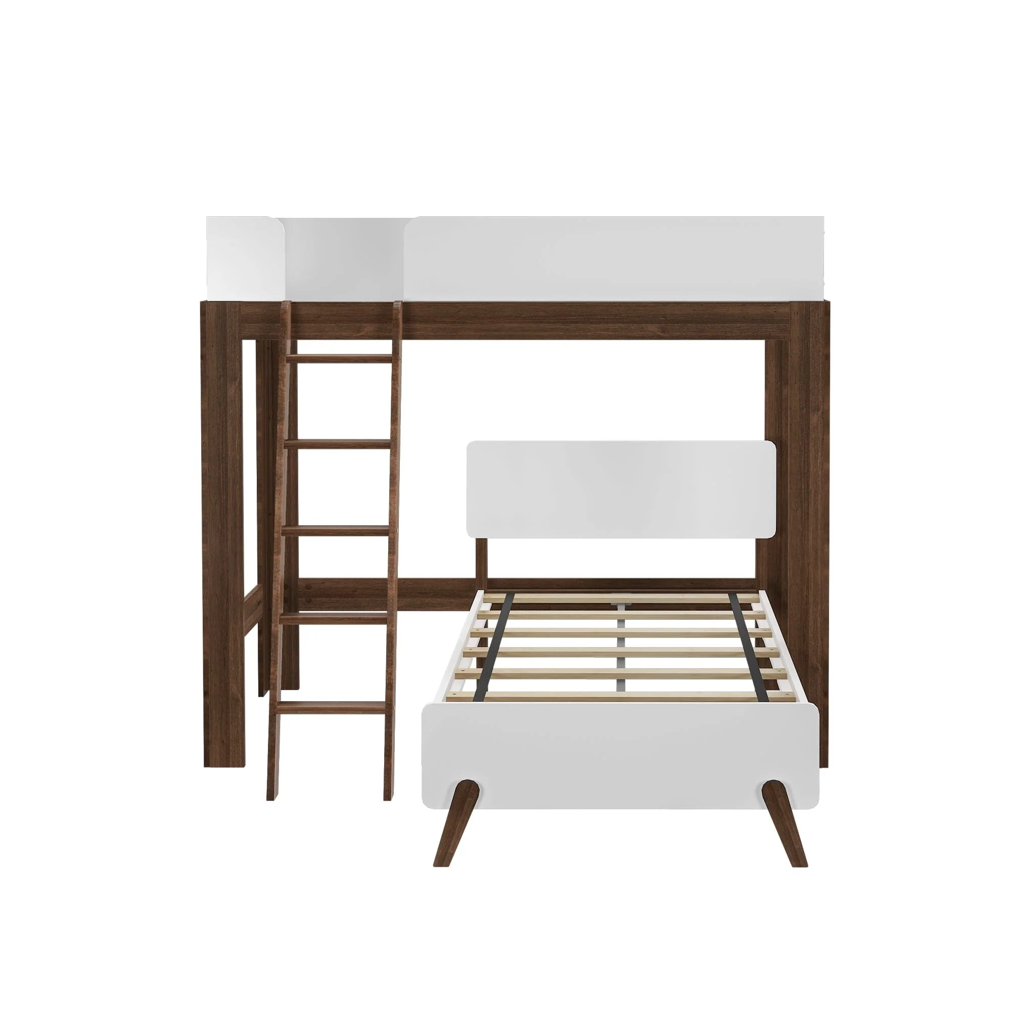 Mid-Century Modern Twin Over Twin L-Shaped Bunk Bed - Image 7