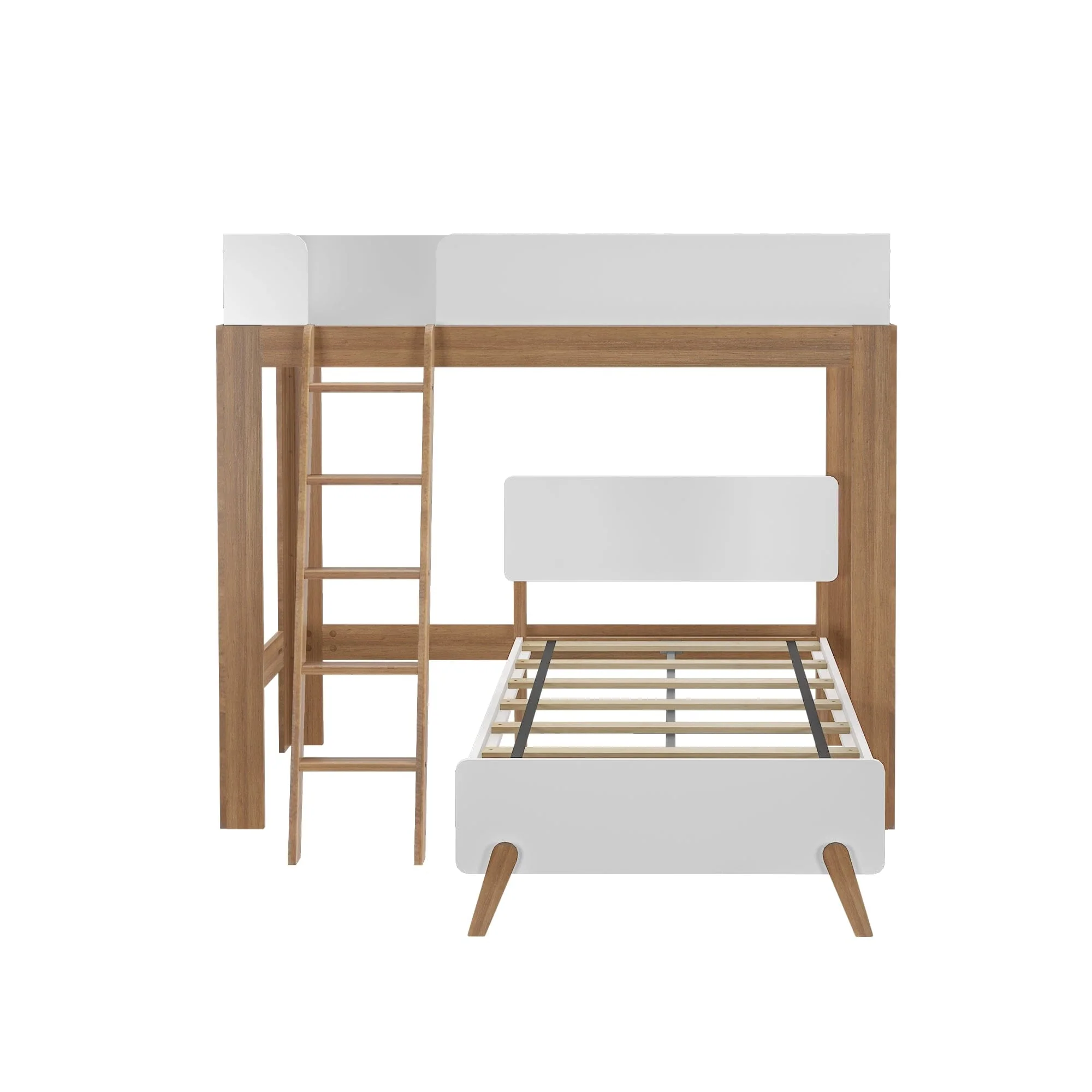 Mid-Century Modern Twin Over Twin L-Shaped Bunk Bed - Image 8