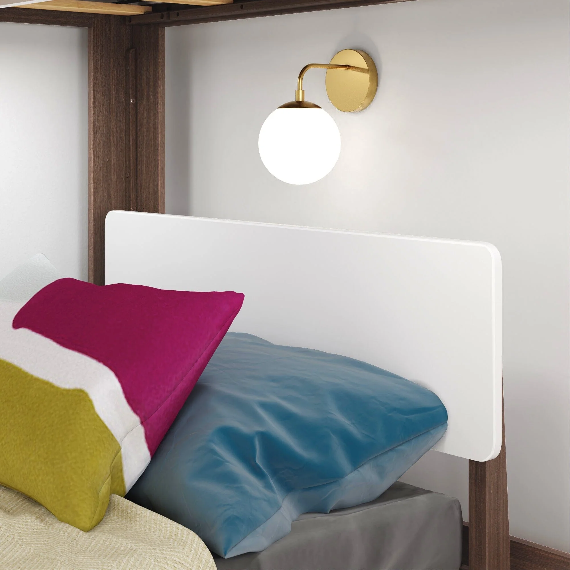 Mid-Century Modern Twin Over Twin L-Shaped Bunk Bed - Image 9