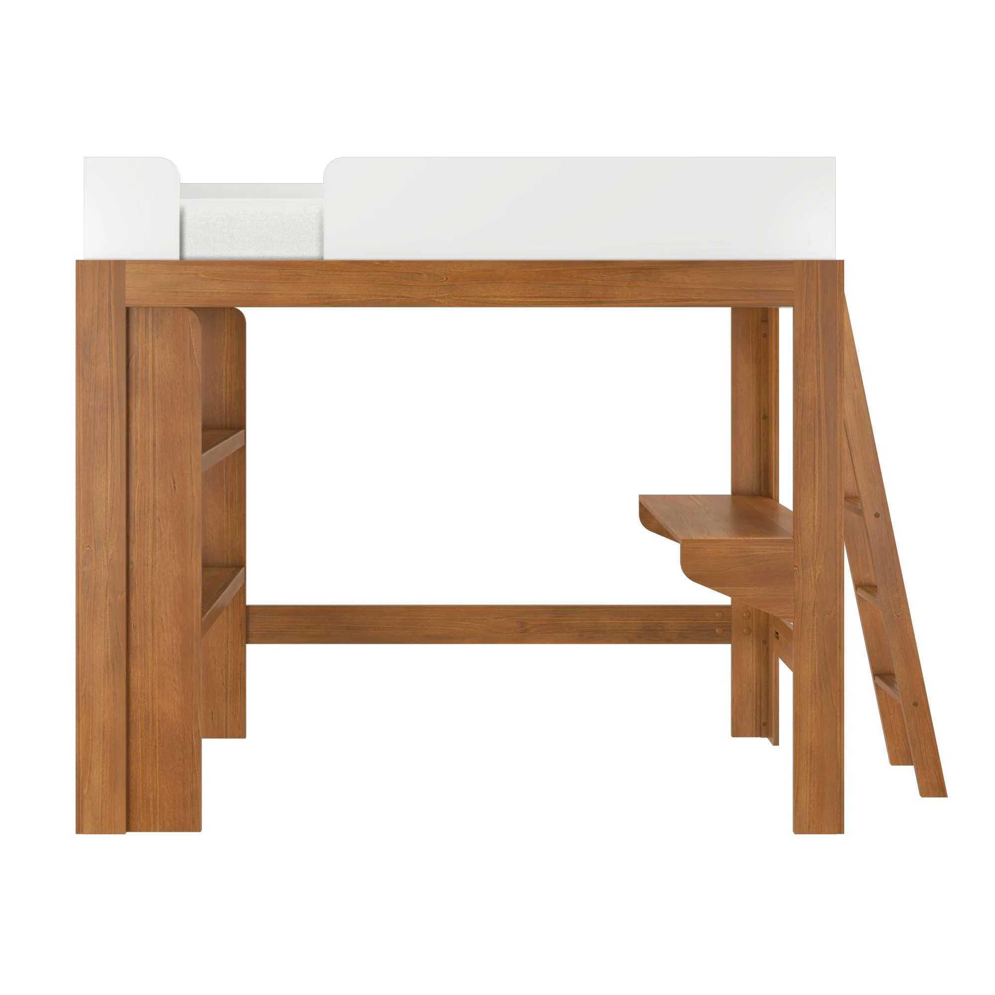 Mid-Century Modern Twin Loft Bed With Bookcase & Desk - Image 14