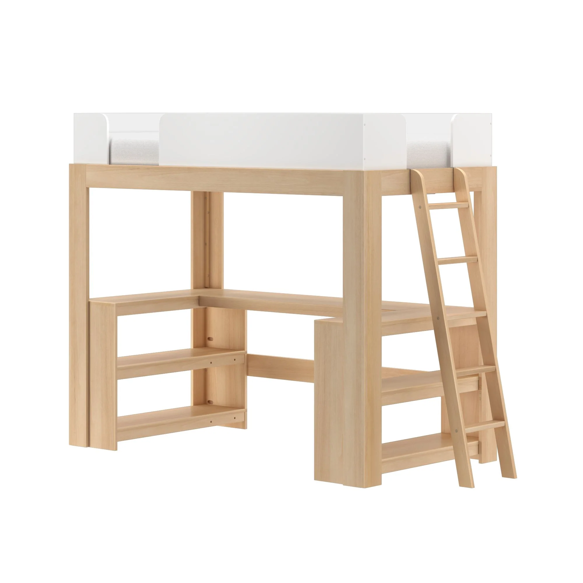 Mid-Century Modern Twin Loft Bed With Wraparound Desk - Image 10
