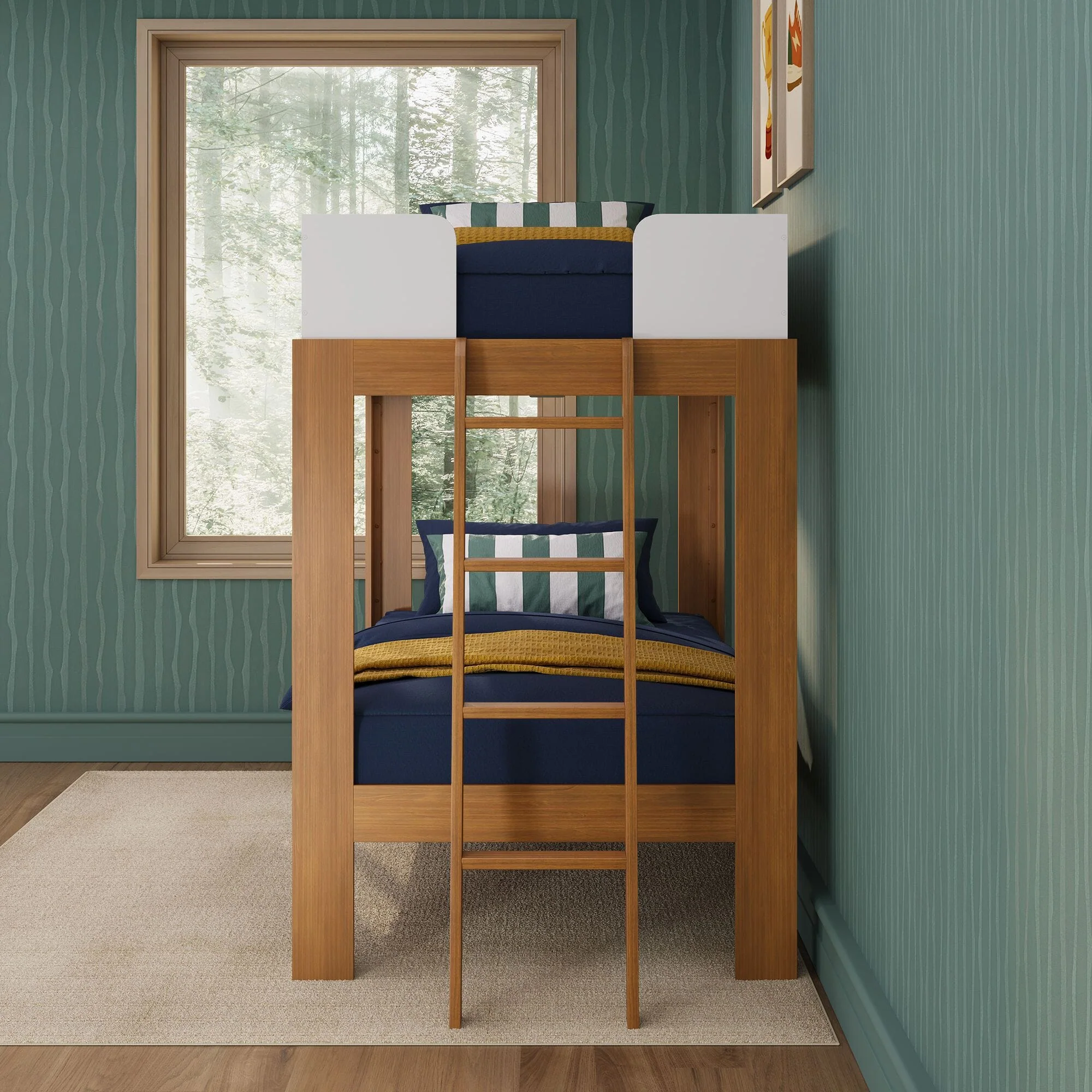 Mid-Century Modern Twin Over Twin Bunk Bed - Image 21