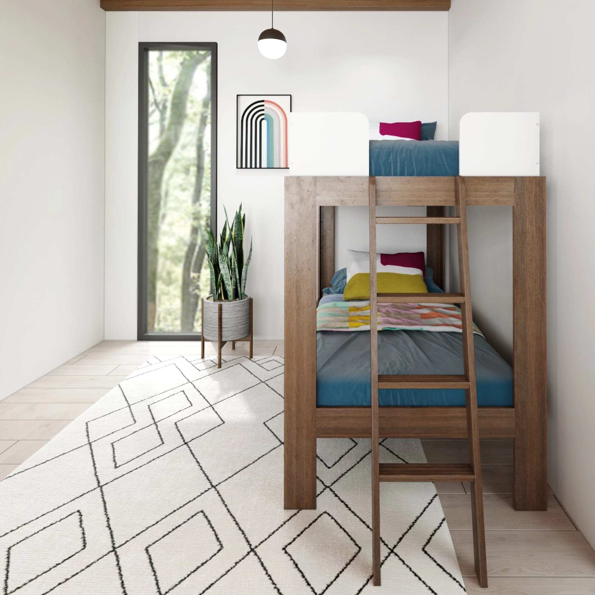 Mid-Century Modern Twin Over Twin Bunk Bed - Image 26
