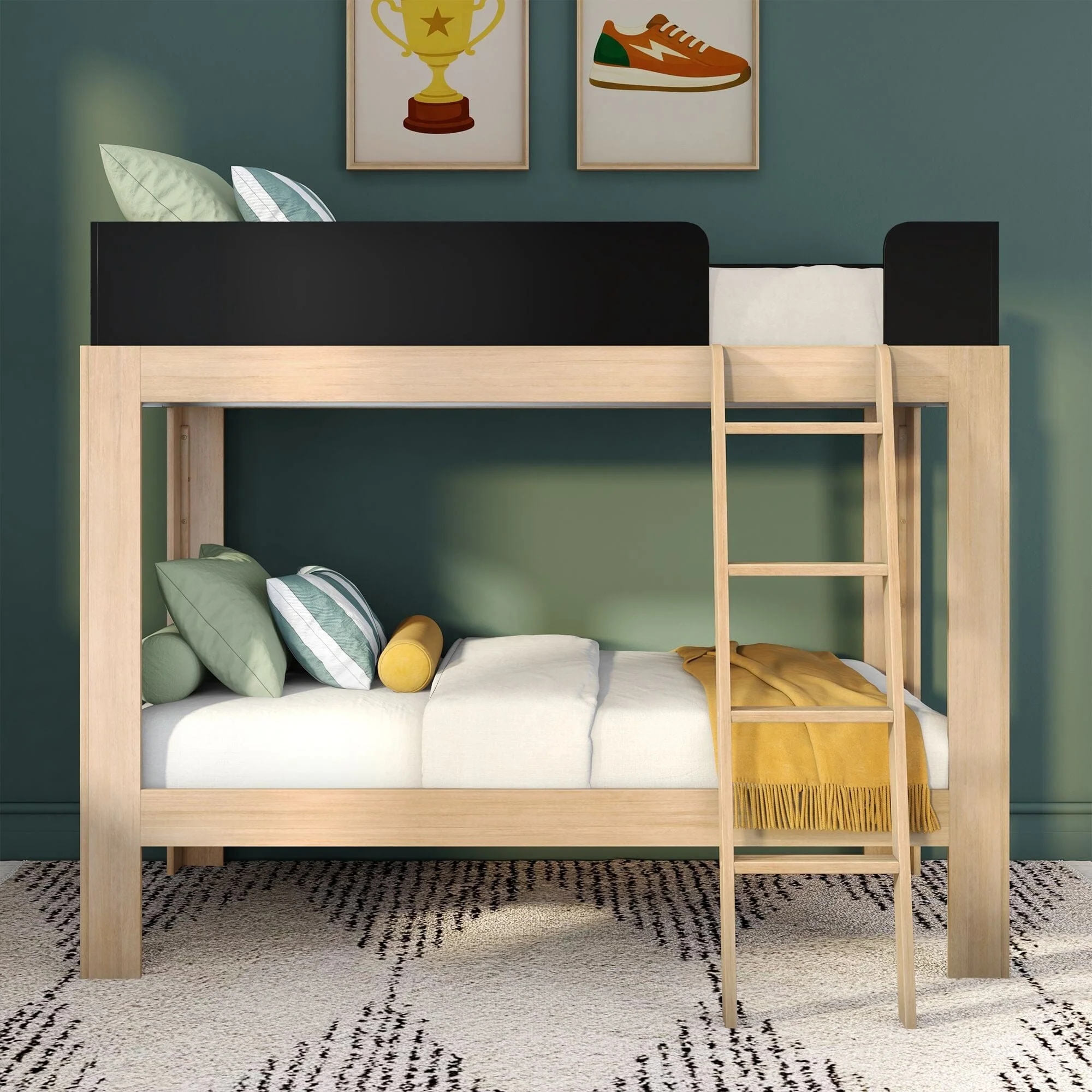Mid-Century Modern Twin Over Twin Bunk Bed - Image 9