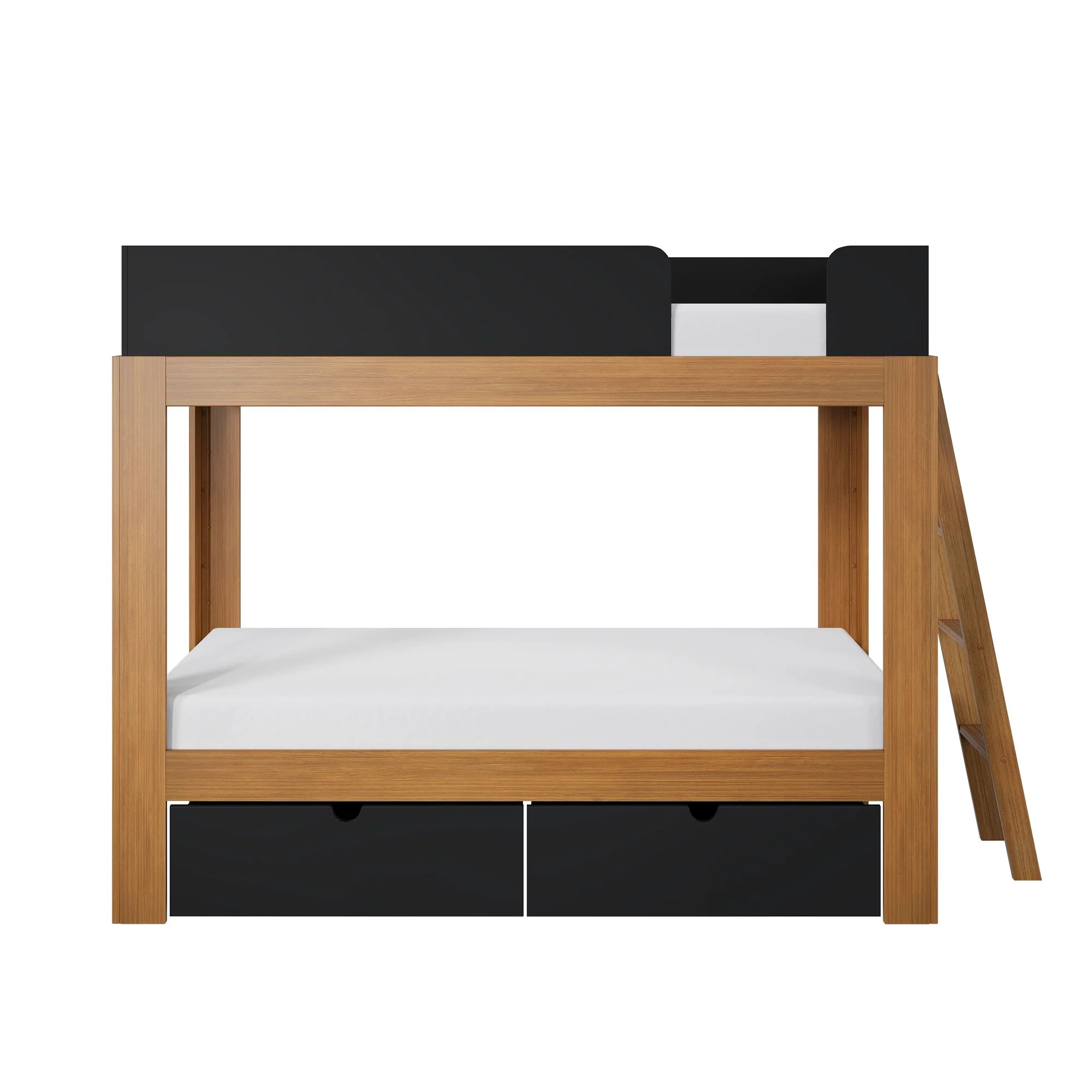 Mid-Century Modern Twin Over Twin Bunk Bed With Storage Drawers - Image 15