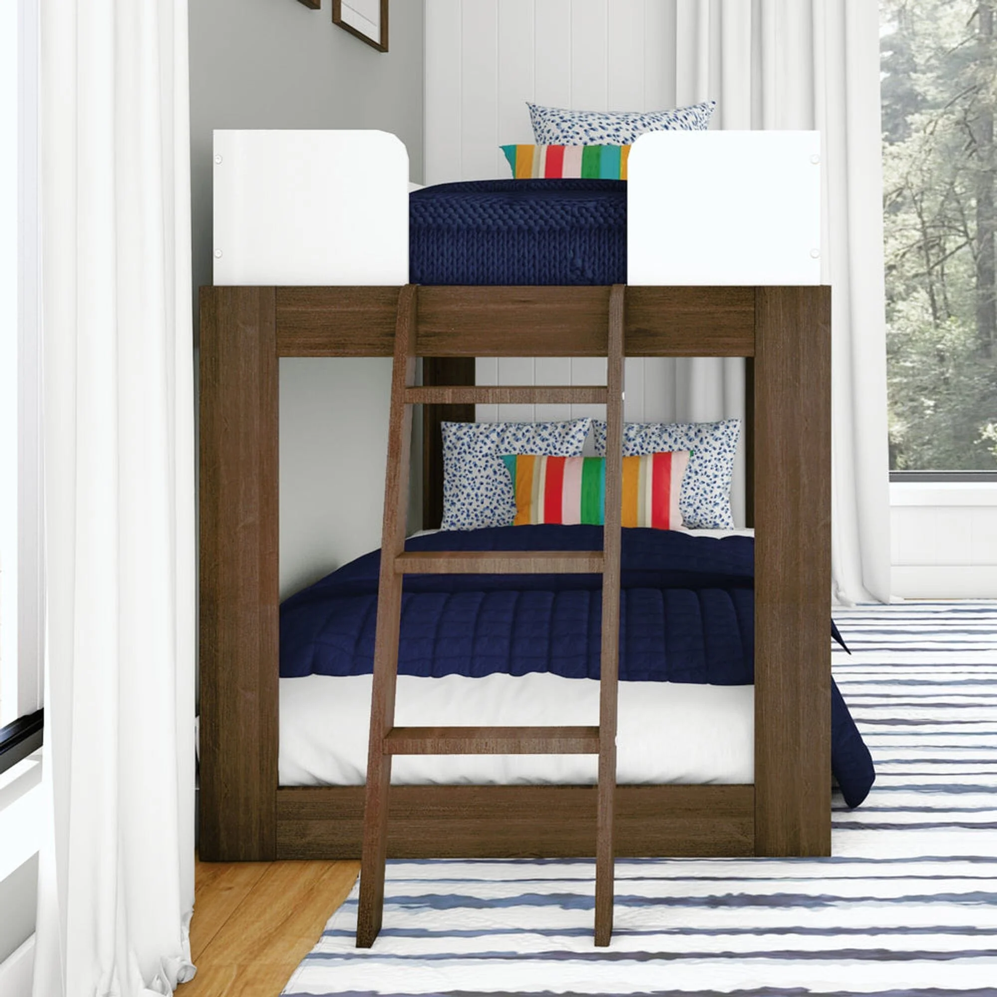Mid-Century Modern Twin Over Twin Low Bunk Bed - Image 22