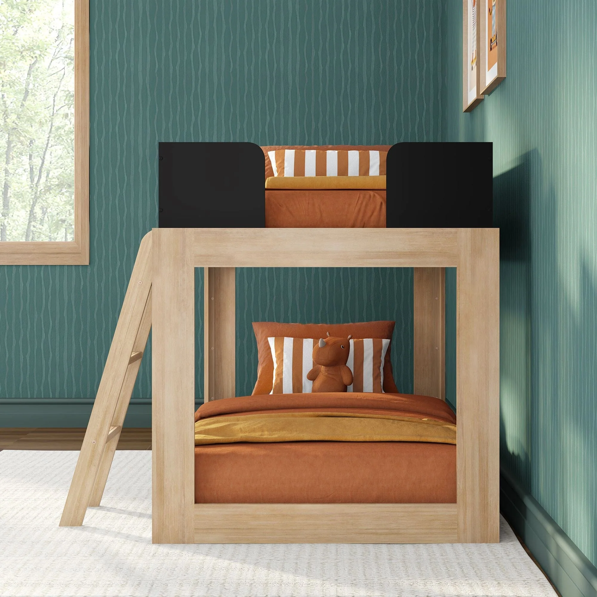Mid-Century Modern Twin Over Twin Low Bunk Bed - Image 24