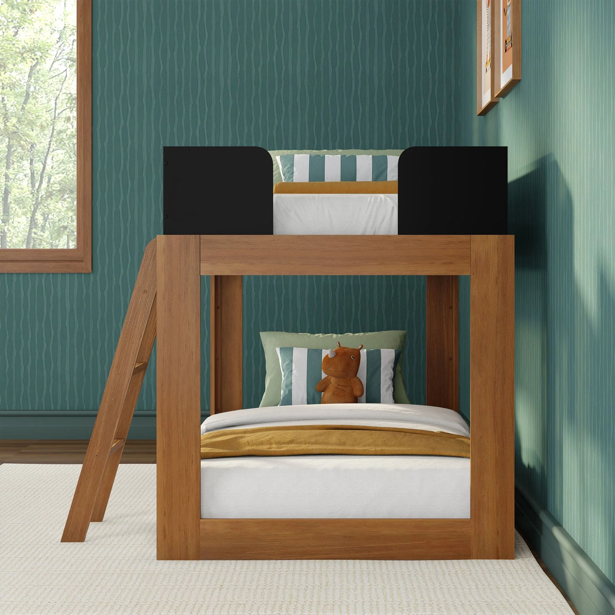 Mid-Century Modern Twin Over Twin Low Bunk Bed - Image 26