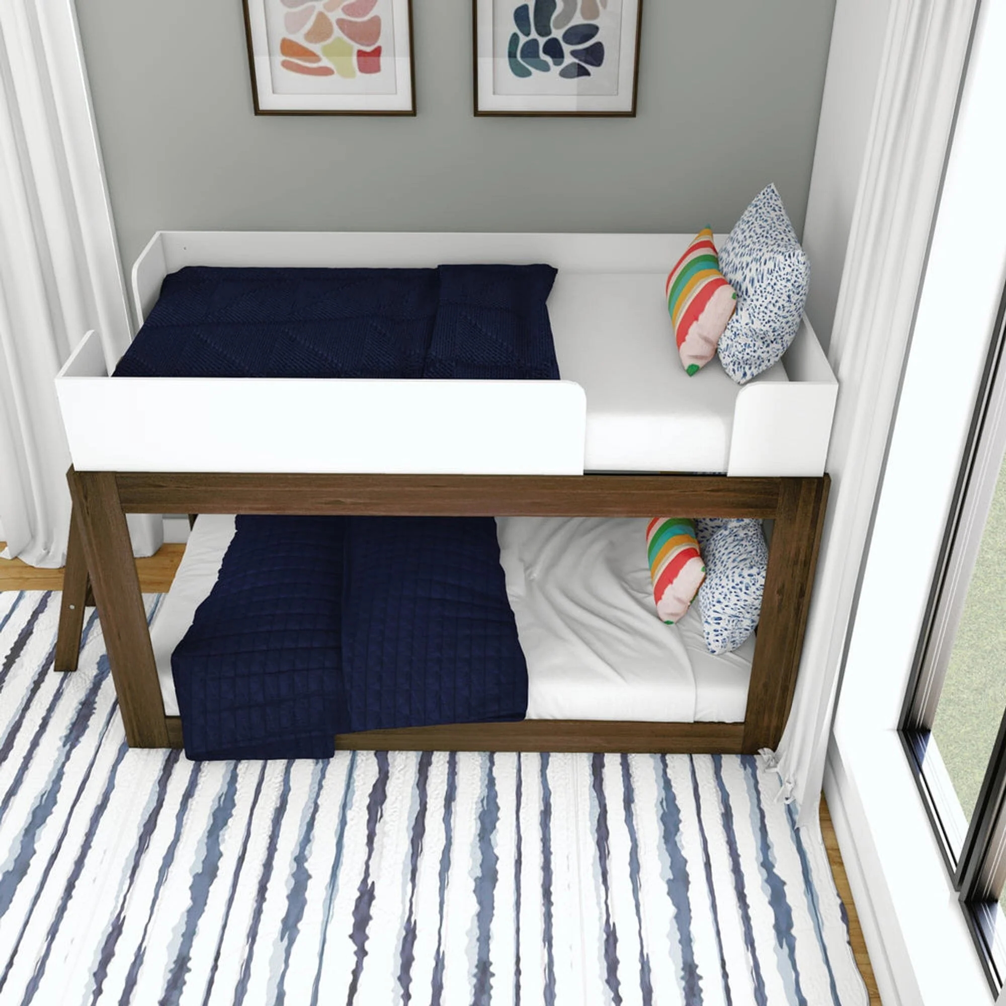 Mid-Century Modern Twin Over Twin Low Bunk Bed - Image 27