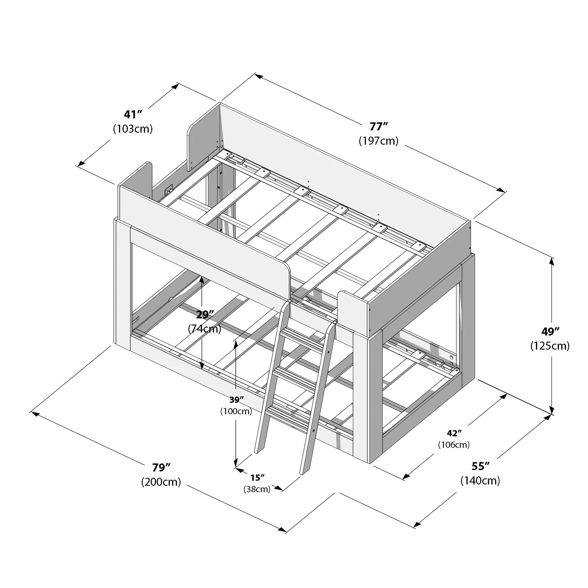 Mid-Century Modern Twin Over Twin Low Bunk Bed - Image 35