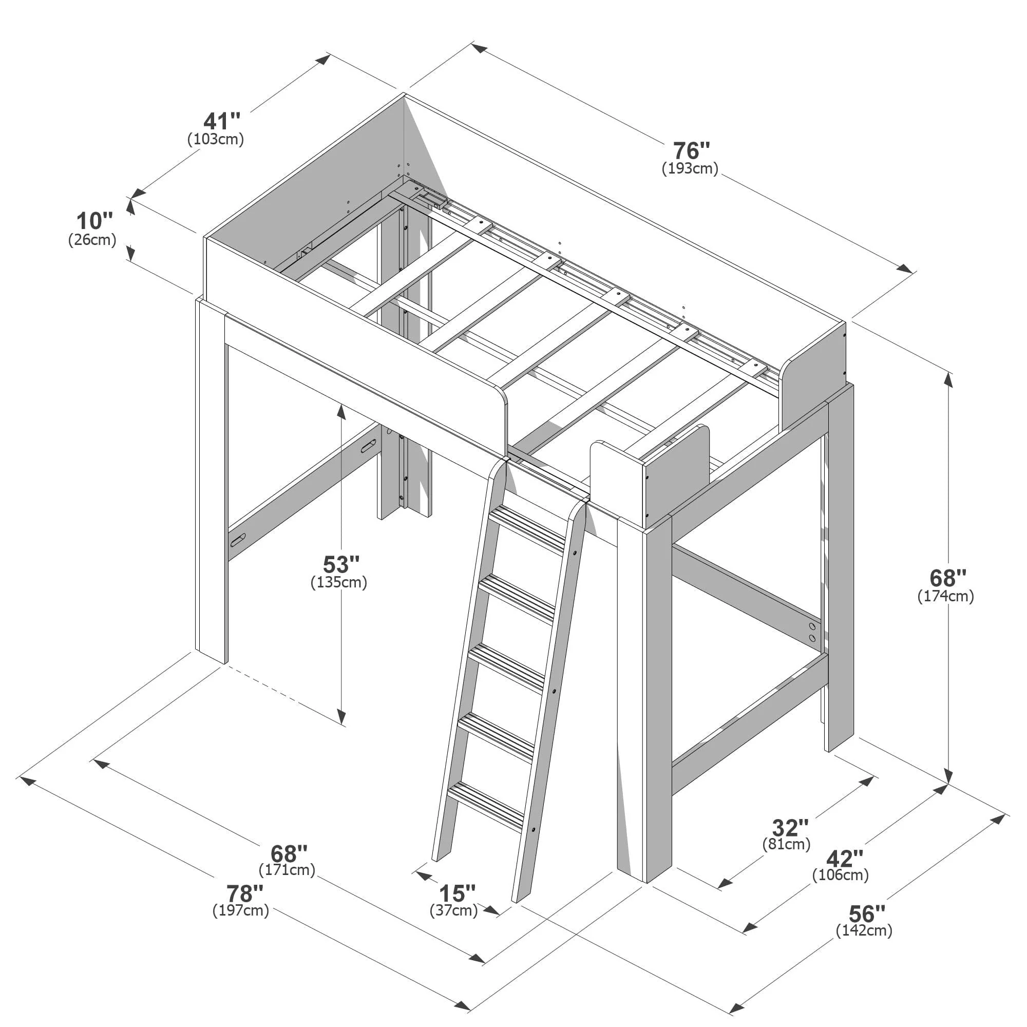 Mid-Century Modern Twin Loft Bed - Image 38