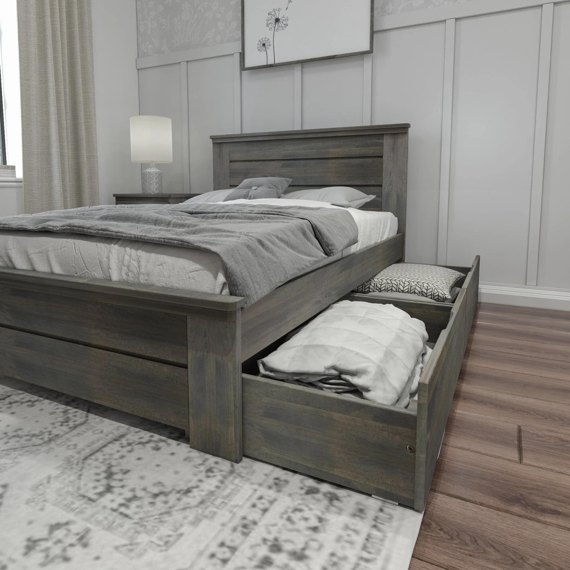 Modern Farmhouse Full Panel Bed With Storage Drawers - Image 7