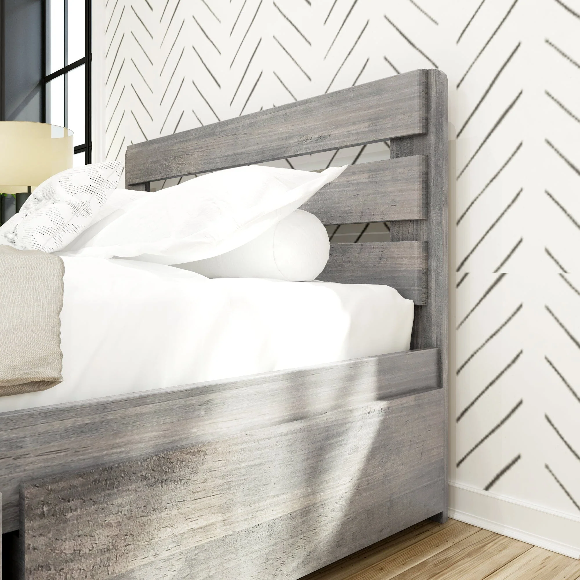 Modern Farmhouse Full Plank Bed With Storage Drawers - Image 7