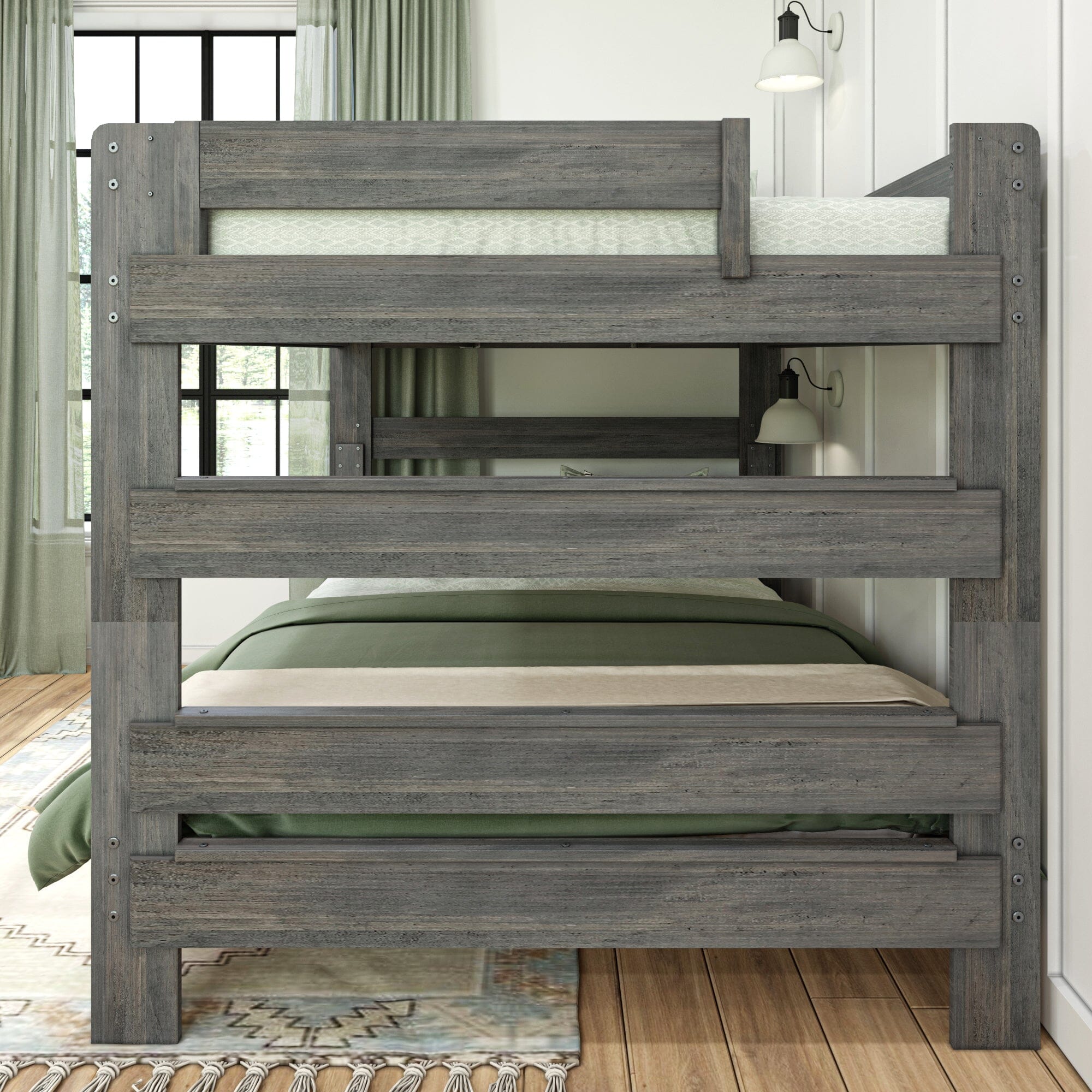 Modern Farmhouse Queen Over Queen Bunk Bed - Image 18