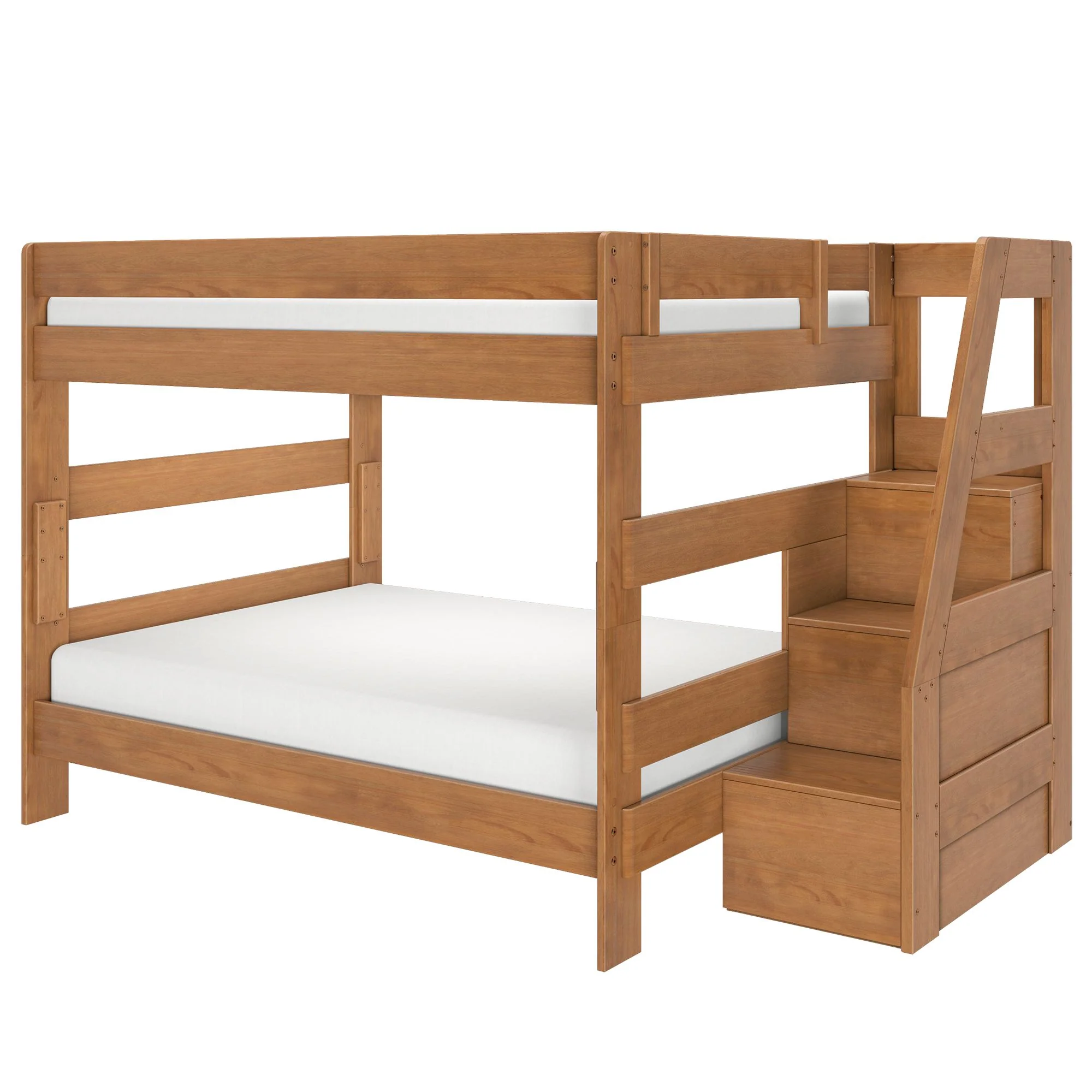 Modern Farmhouse Queen Over Queen Bunk Bed With Stairs - Image 11