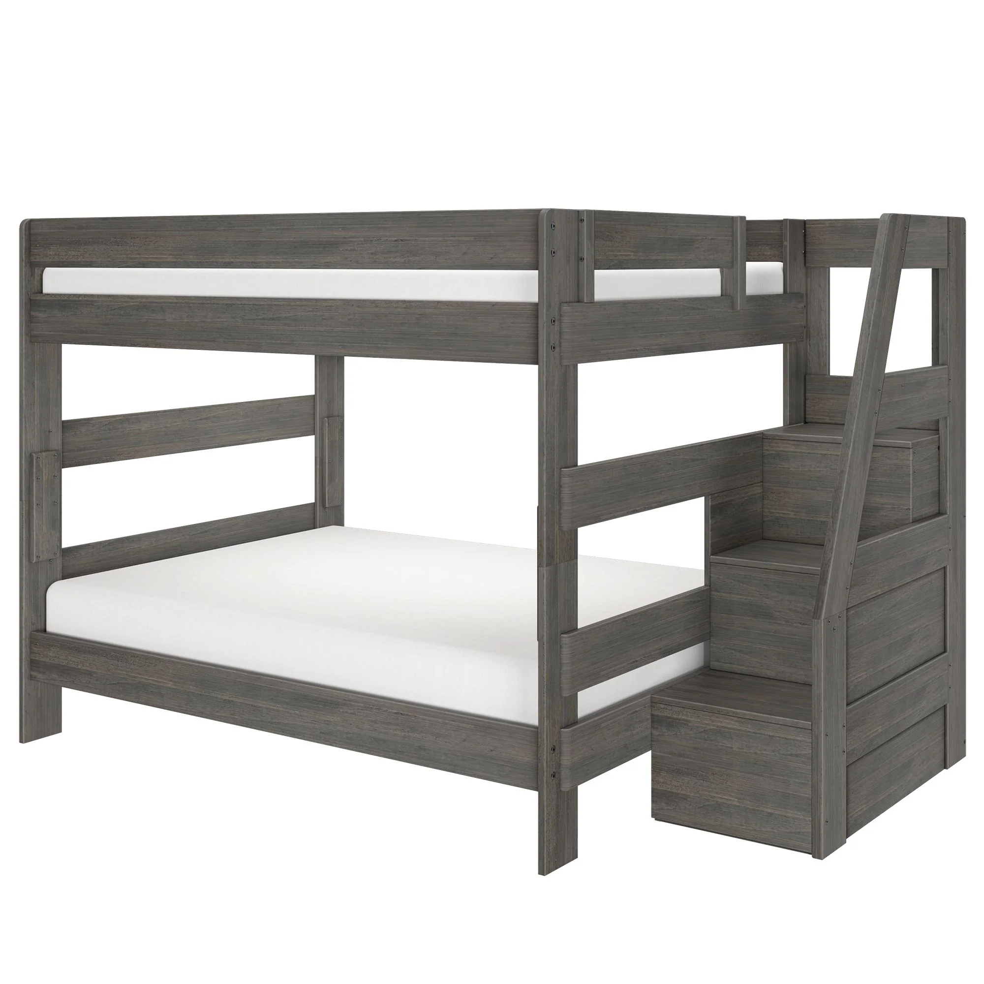 Modern Farmhouse Queen Over Queen Bunk Bed With Stairs - Image 12