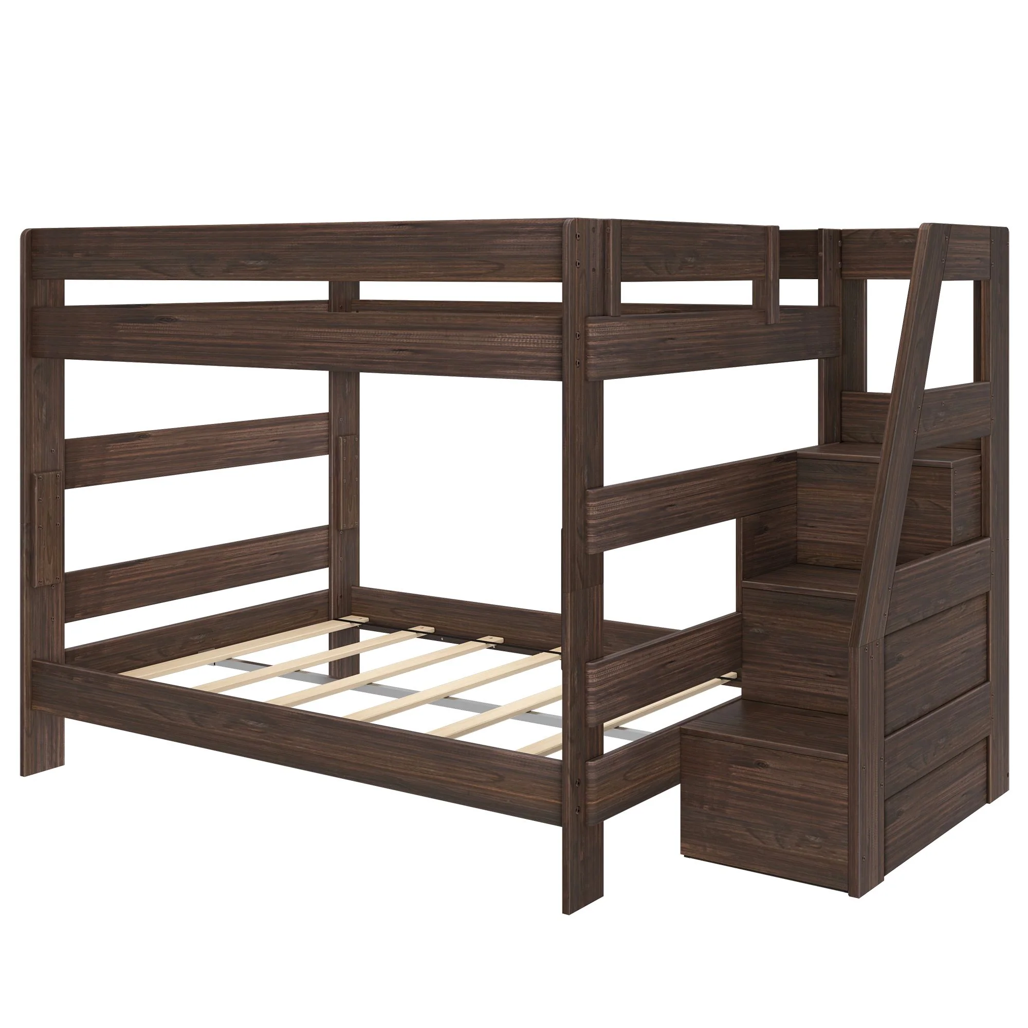 Modern Farmhouse Queen Over Queen Bunk Bed With Stairs - Image 26