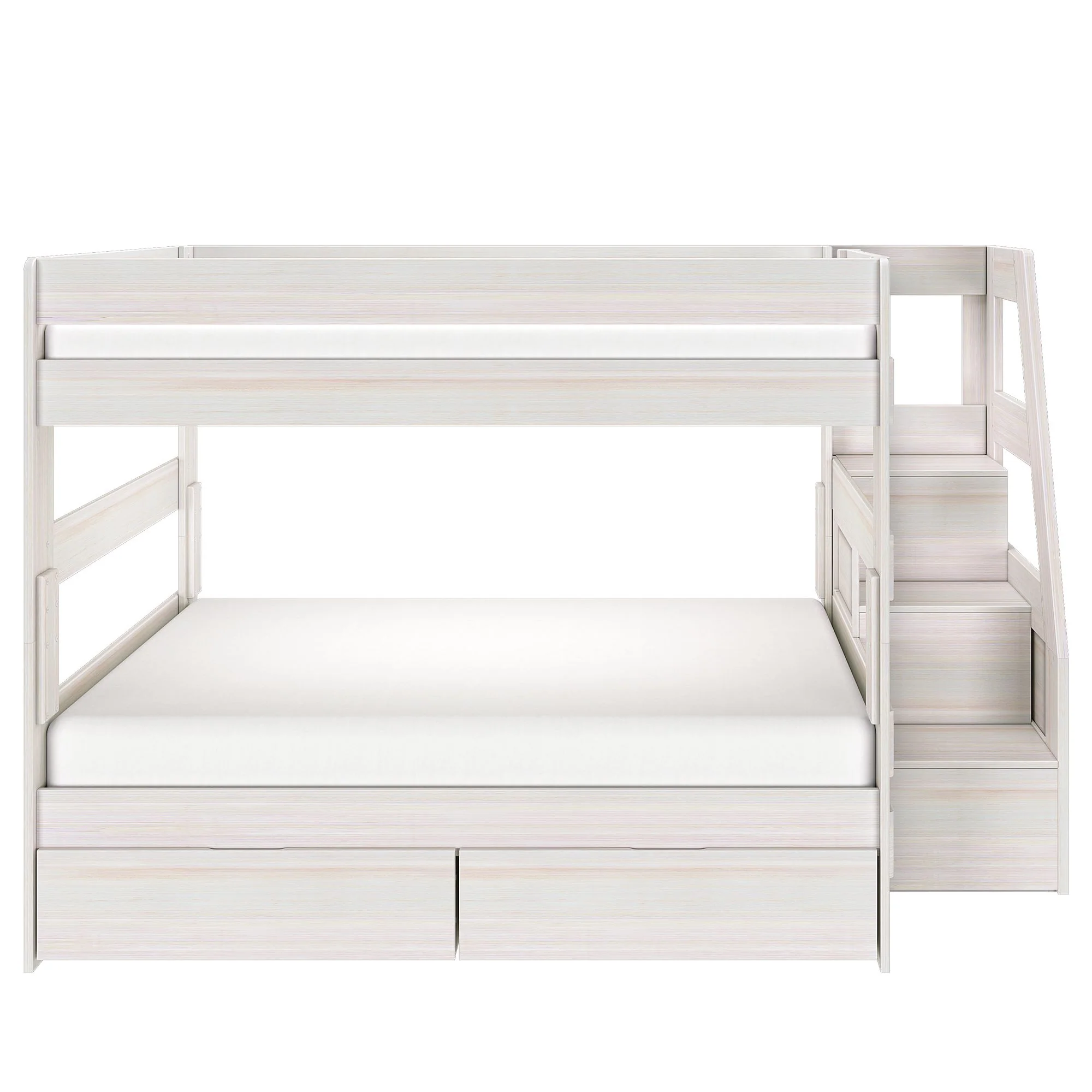 Modern Farmhouse Queen Over Queen Bunk Bed With Stairs & Storage Drawers - Image 10