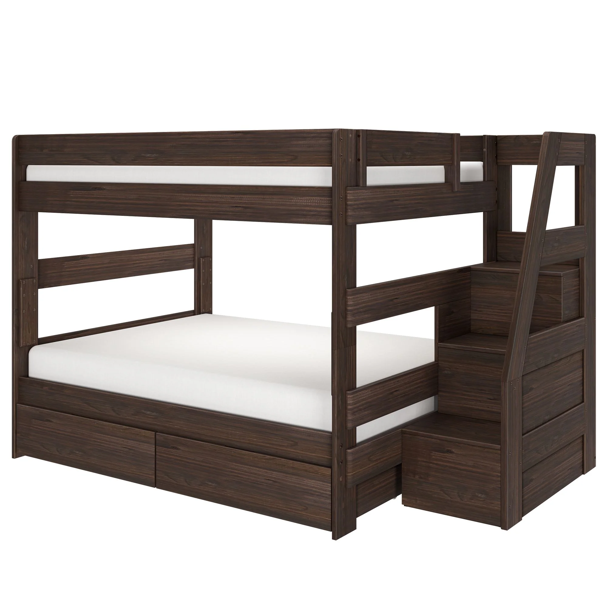 Modern Farmhouse Queen Over Queen Bunk Bed With Stairs & Storage Drawers - Image 9