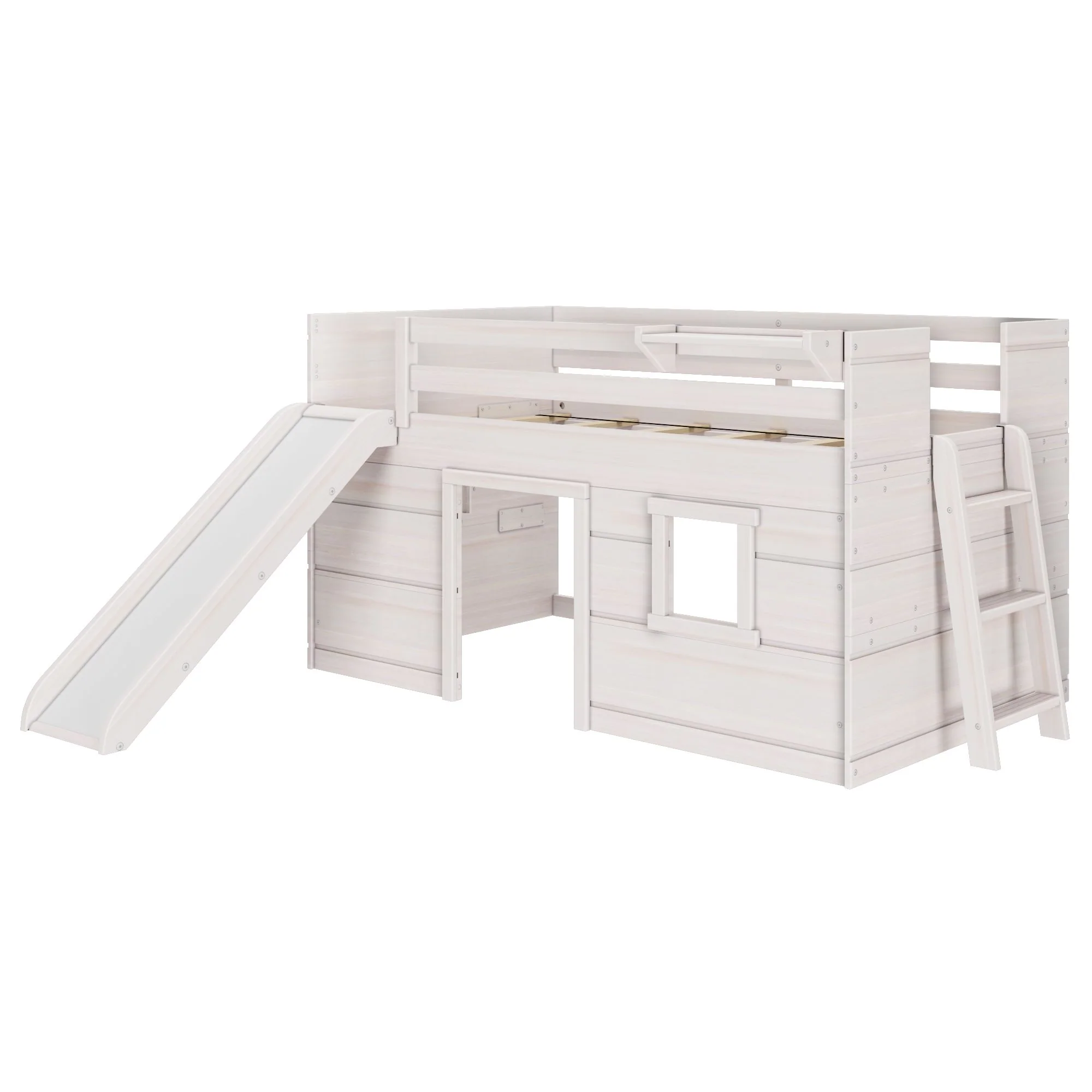 Modern Farmhouse Twin Low Loft Bed with Slide - Image 10